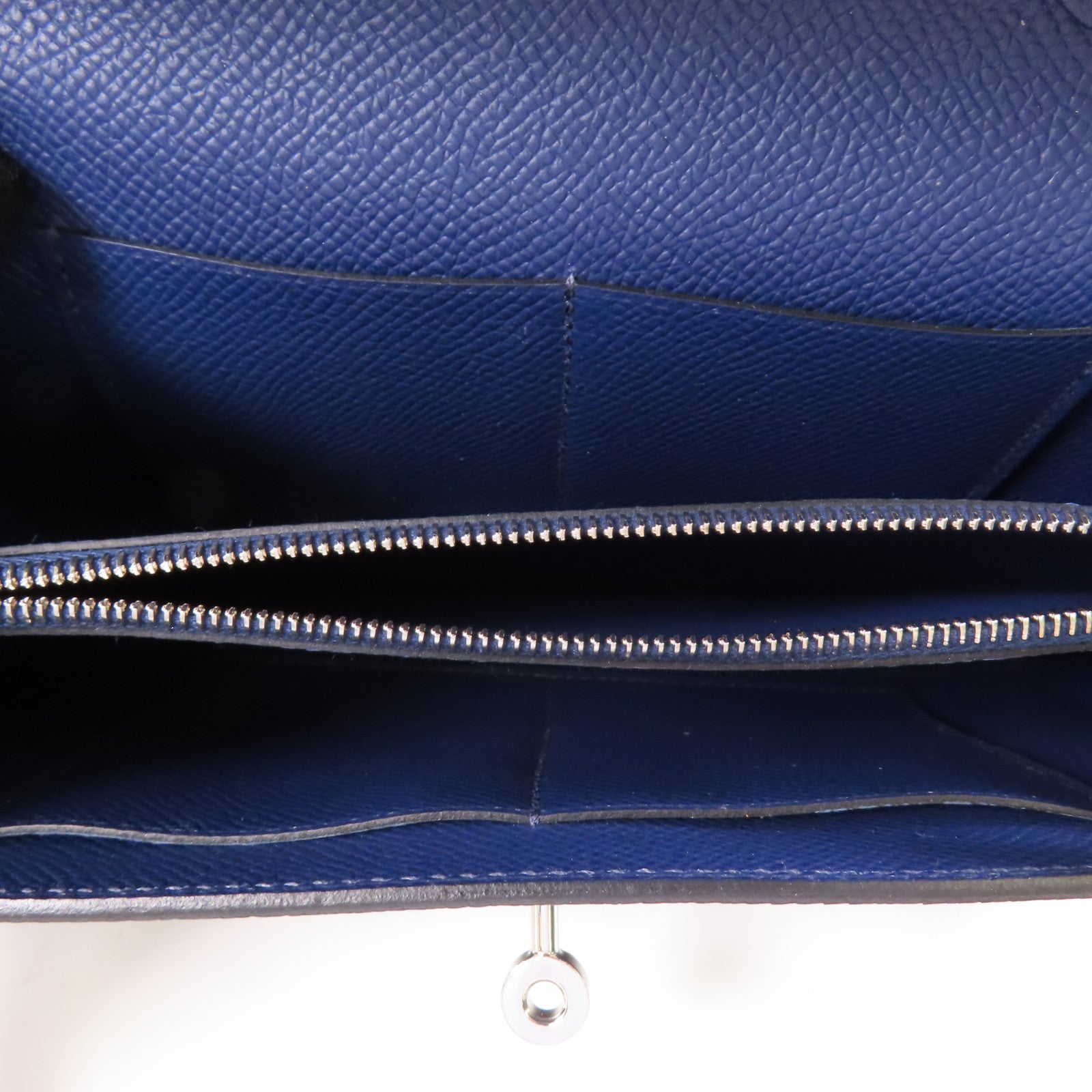 HERMES Epsom皮革Kelly To Go銀扣肩背袋Bleu Saphir