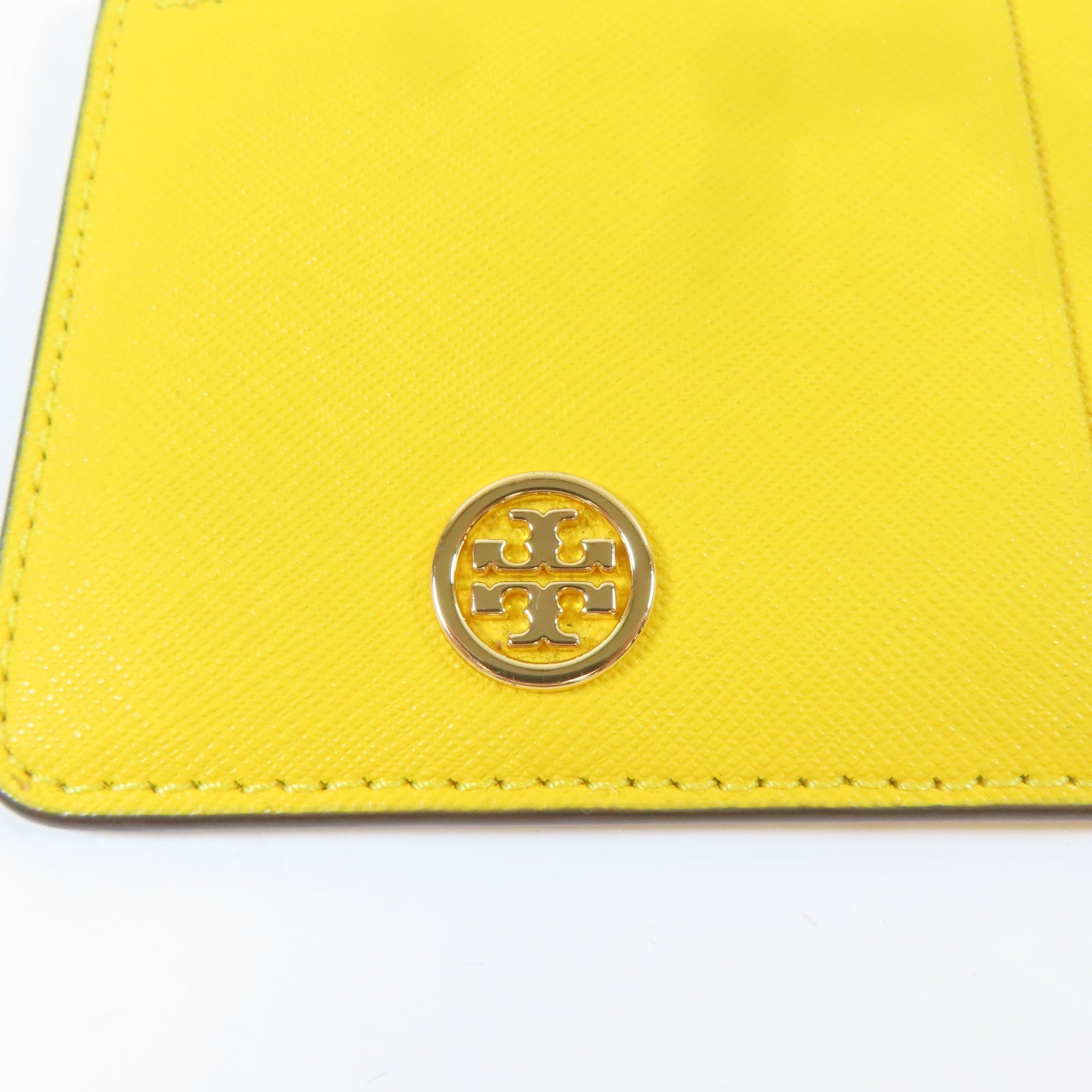 Tory Burch 牛皮皮革Card case金扣卡片套黃色