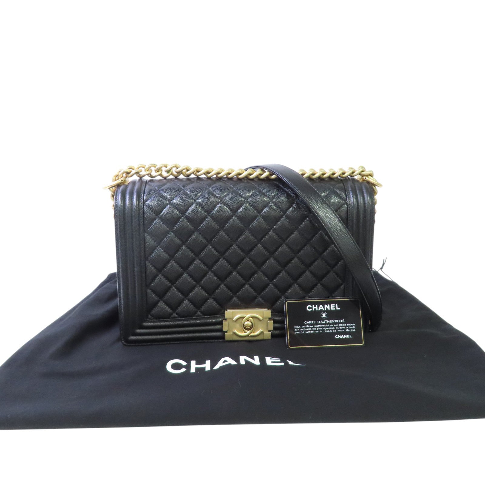 CHANEL 【激減優惠】牛皮皮革Boy Chanel金扣鏈帶肩背袋