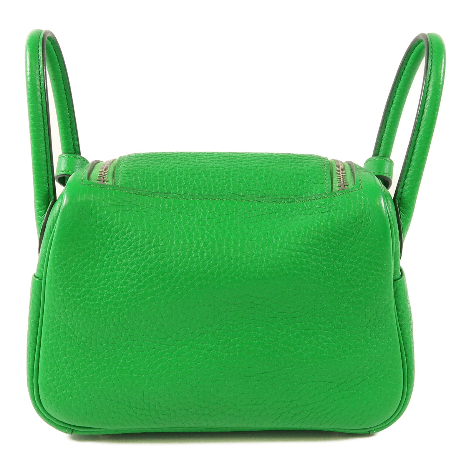 HERMES Clemence皮革Mini Lindy銀扣手挽肩背兩用袋Bambou