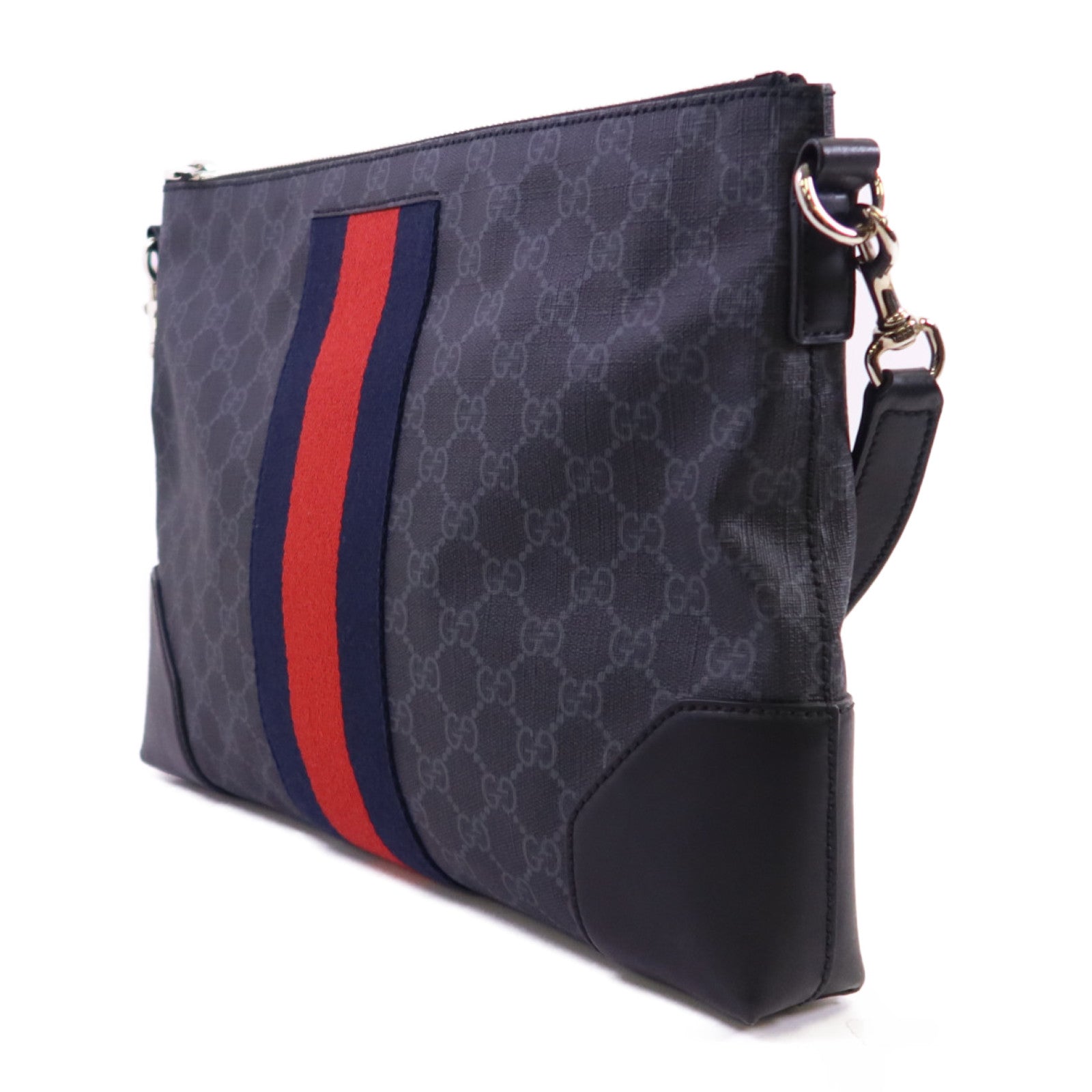 GUCCI 【激減優惠】塗層帆布GG Supreme銀扣肩背袋
