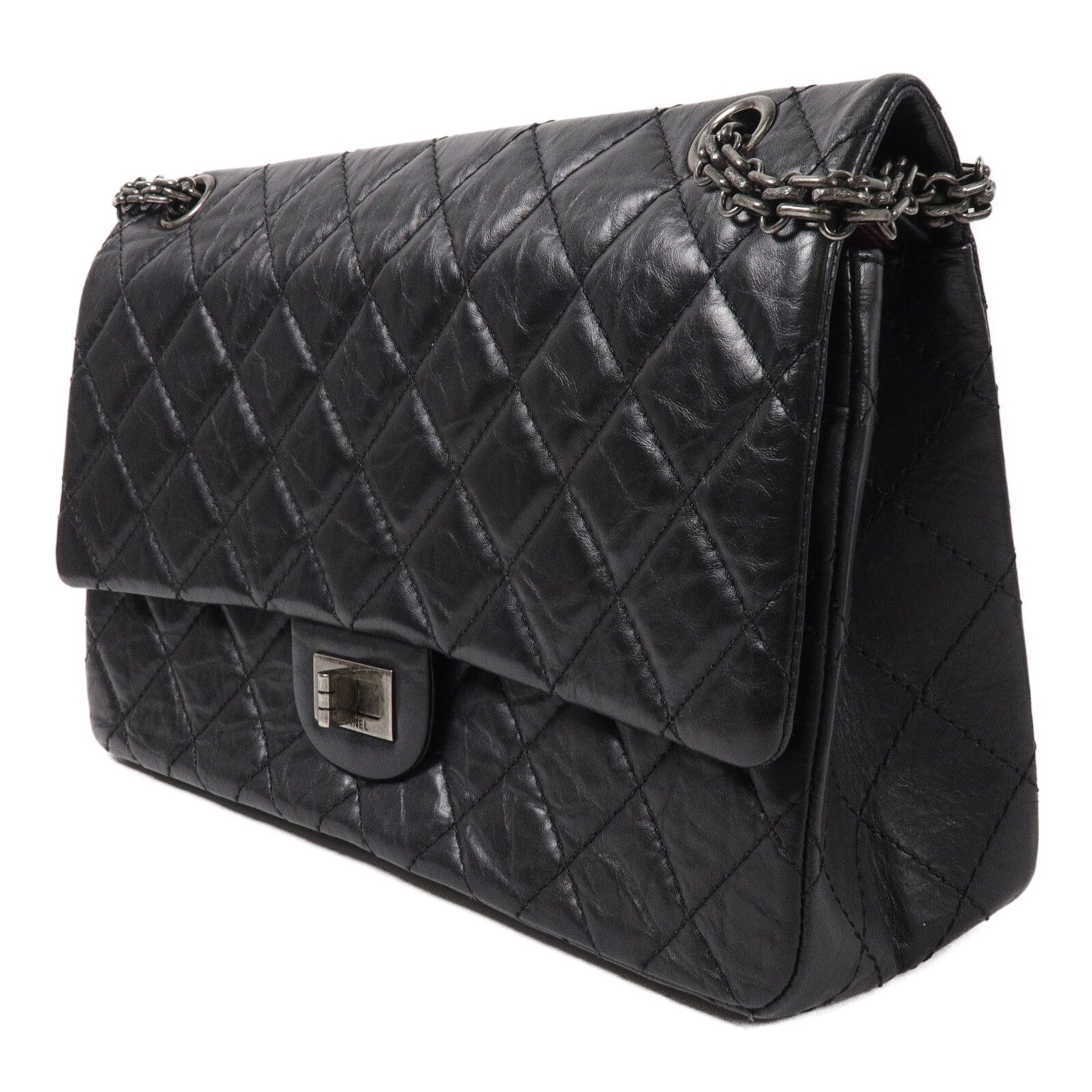 CHANEL 牛皮皮革2.55 Medium鏈帶肩背袋