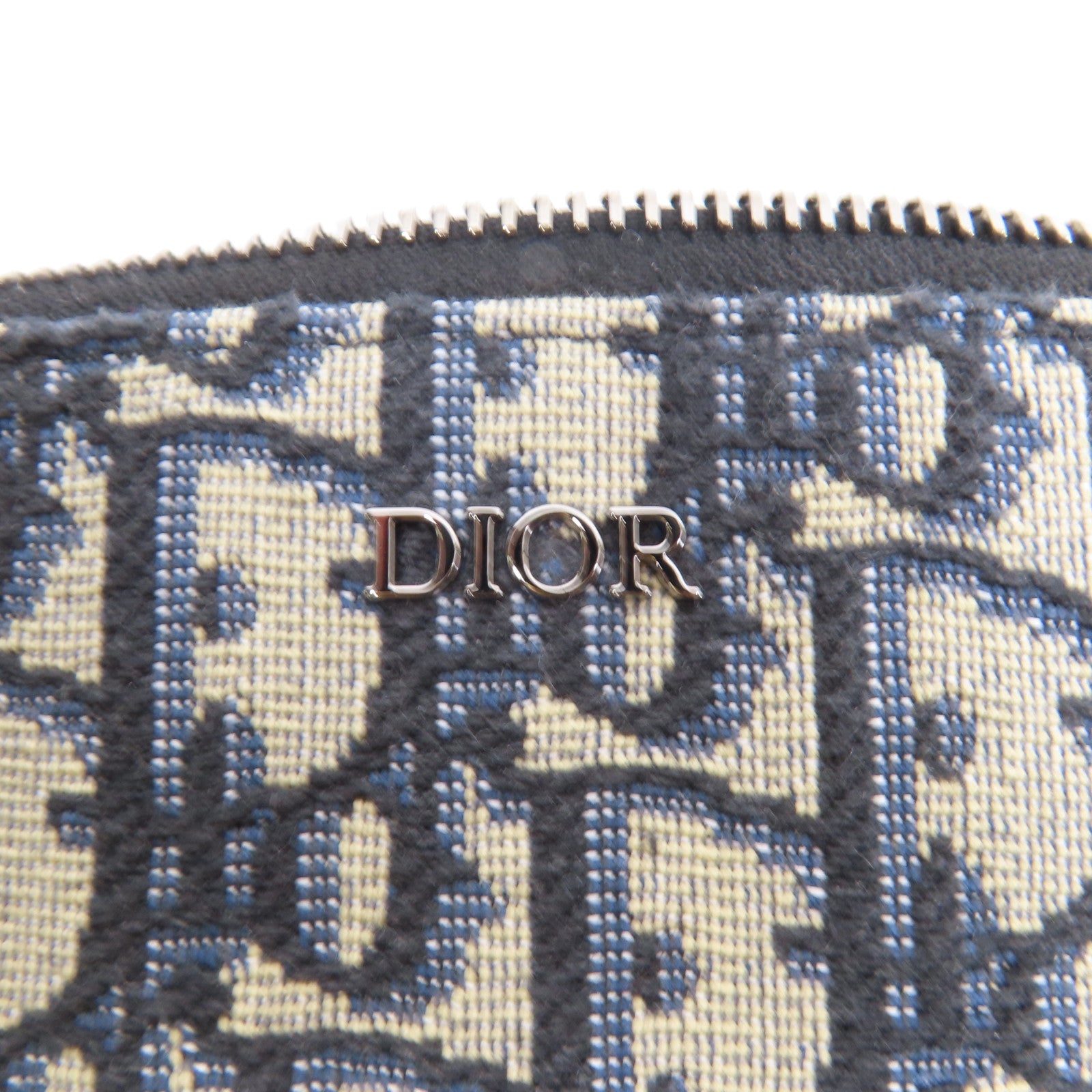 Dior 【激減優惠】帆布A5 FLAT CASE銀扣手拿包藍色