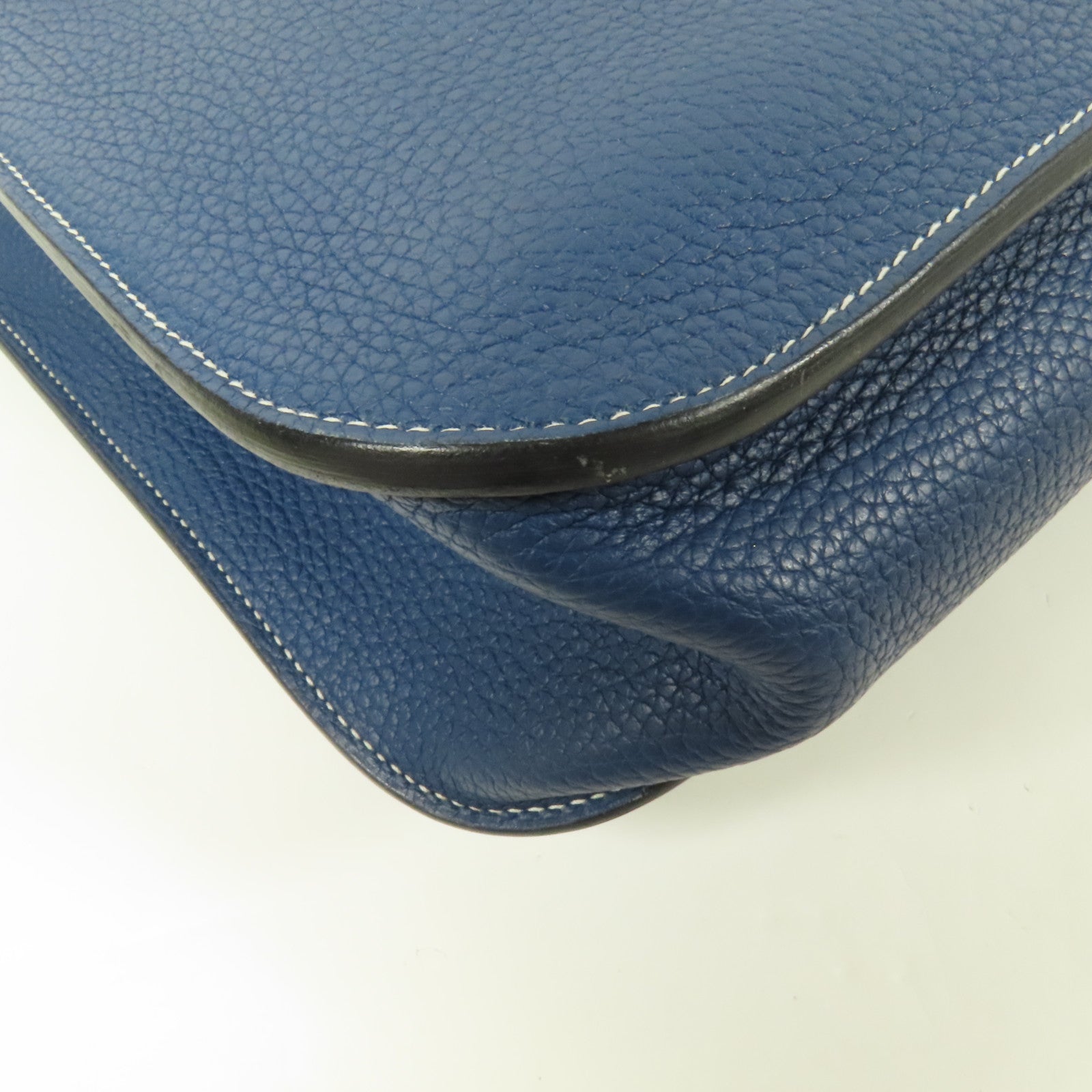 HERMES Clemence皮革Halzan 31金扣手挽肩背兩用袋Bleu Brighton