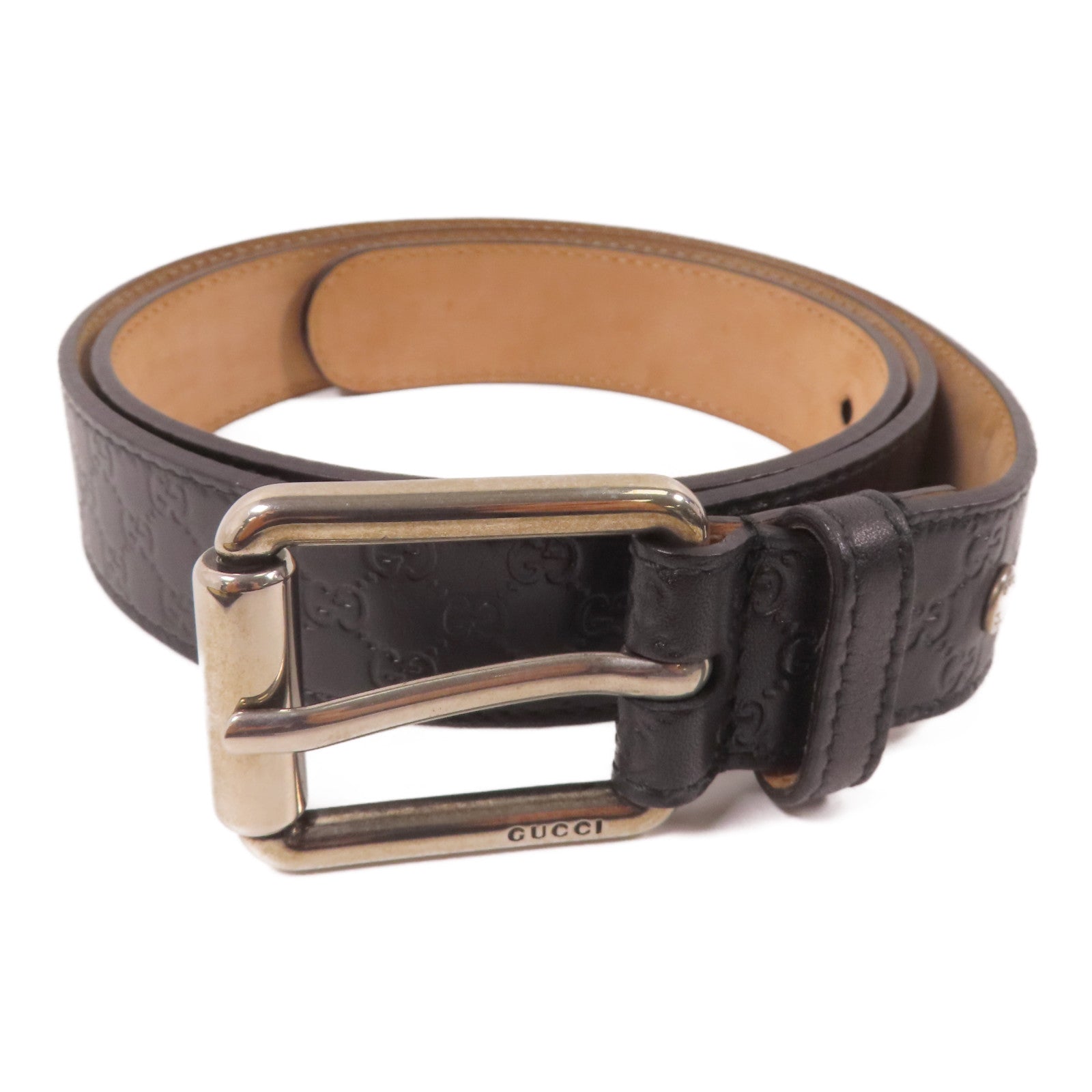 GUCCI 牛皮皮革Belt銀扣皮帶
