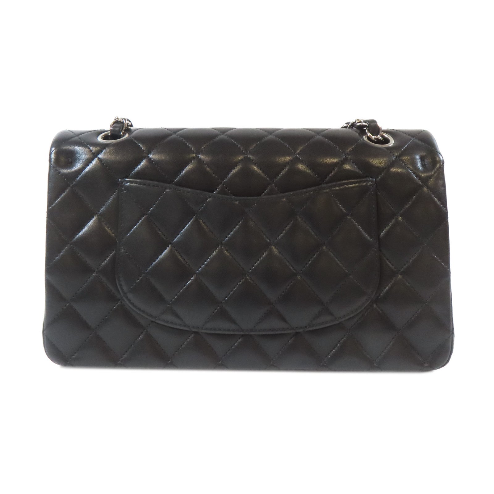 CHANEL 【激減優惠】菱格羊皮皮革Classic Flap 25cm銀扣鏈帶肩背袋黑色