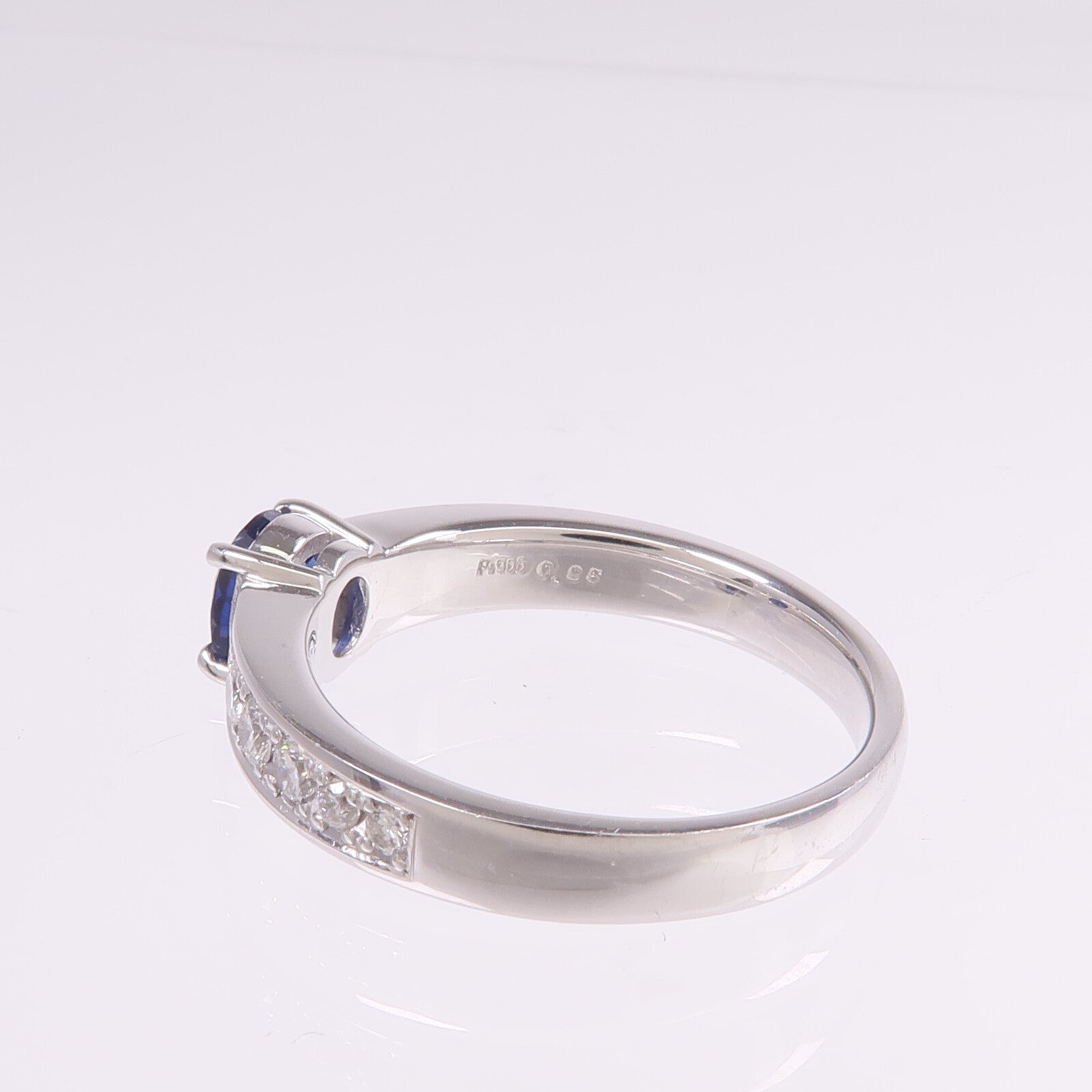 JEWELRY PT900鉑金Sapphire Diamond Ring藍寶石/鑽石戒指US#7.75