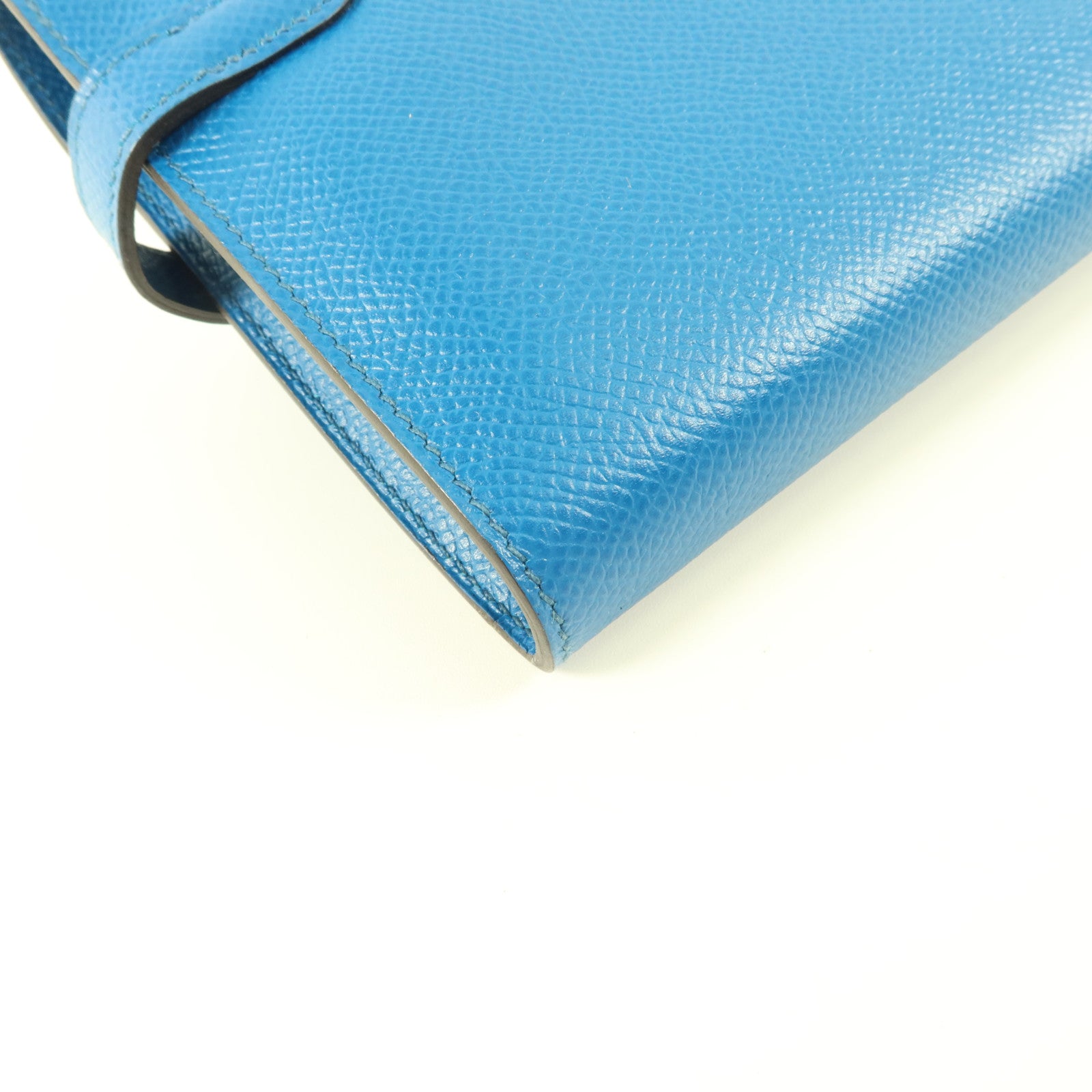 HERMES Epsom皮革Kelly Wallet長錢包Bleu Izmir