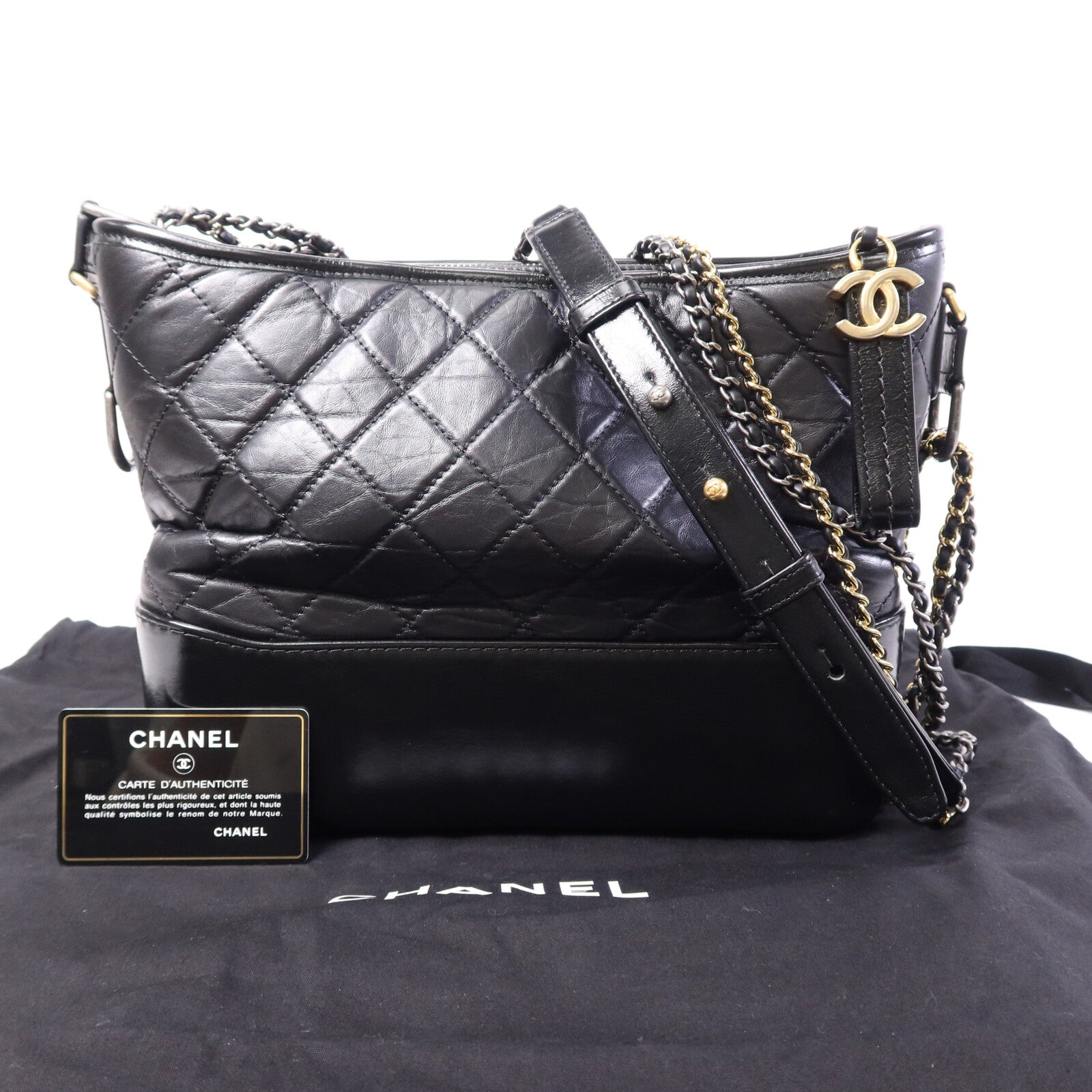 CHANEL 牛皮皮革Gabrielle Large鏈帶肩背袋