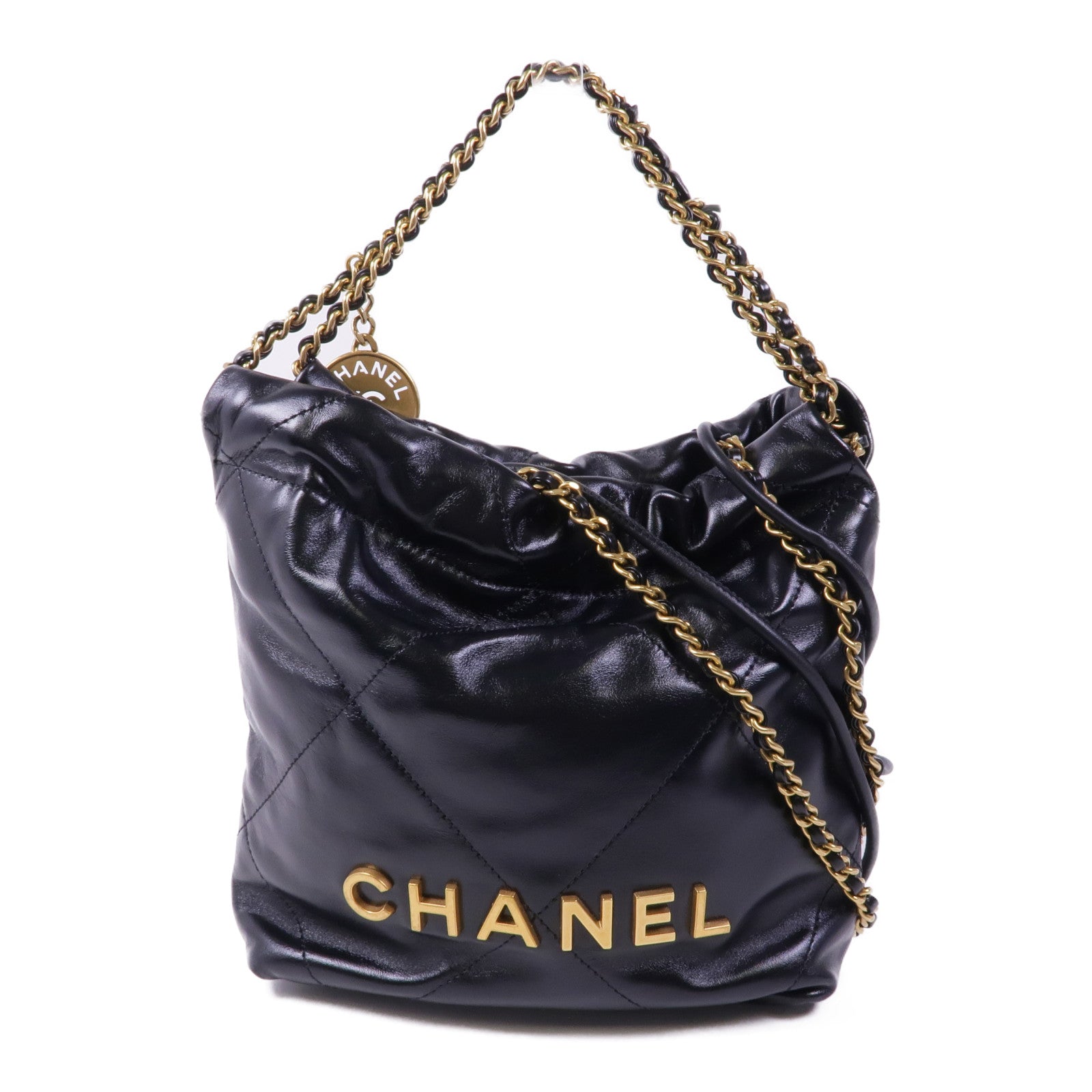 CHANEL 牛皮皮革Chanel 22 Mini金扣鏈帶手挽肩背兩用袋