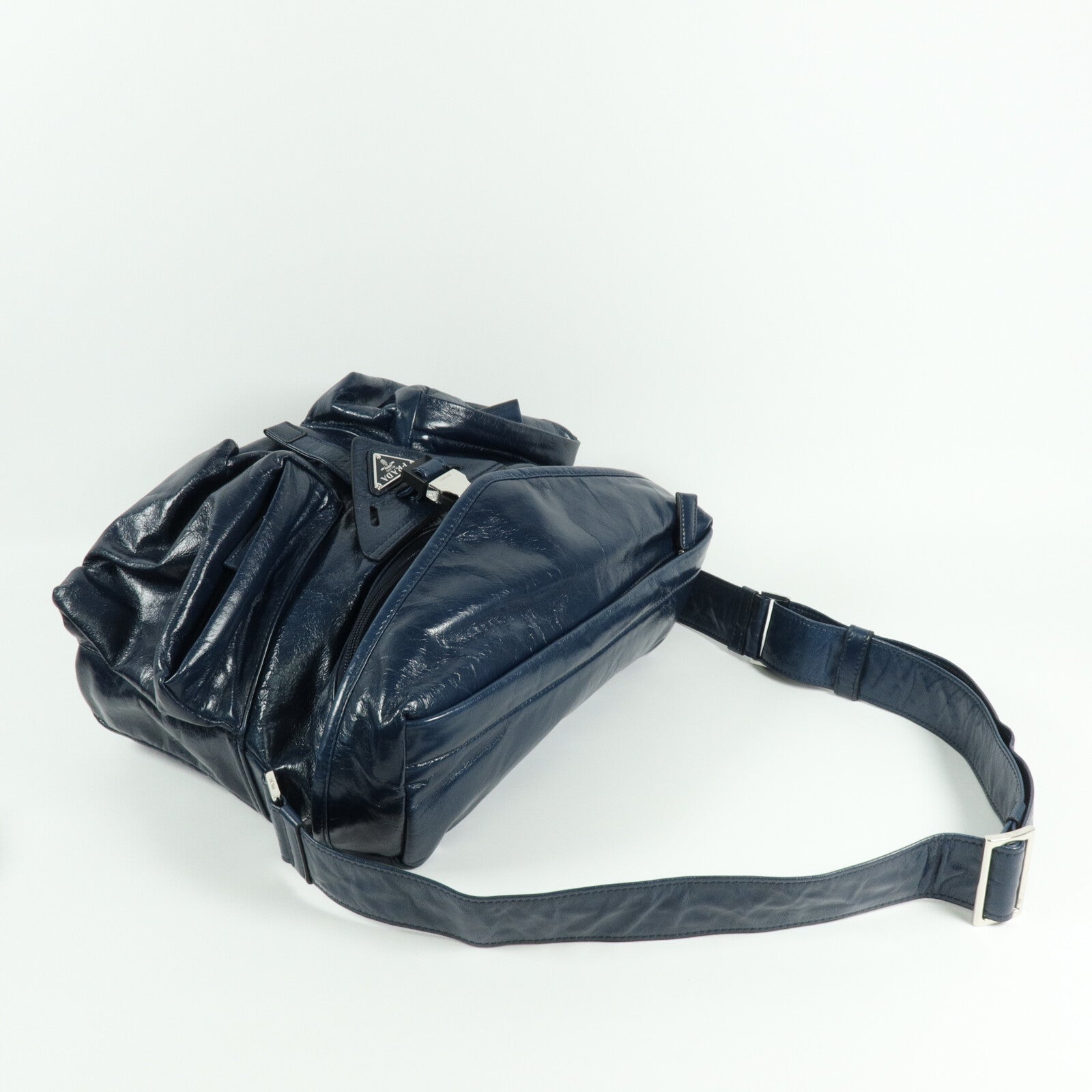 PRADA 牛皮皮革Triangle Crossbody Messenger Bag肩背袋