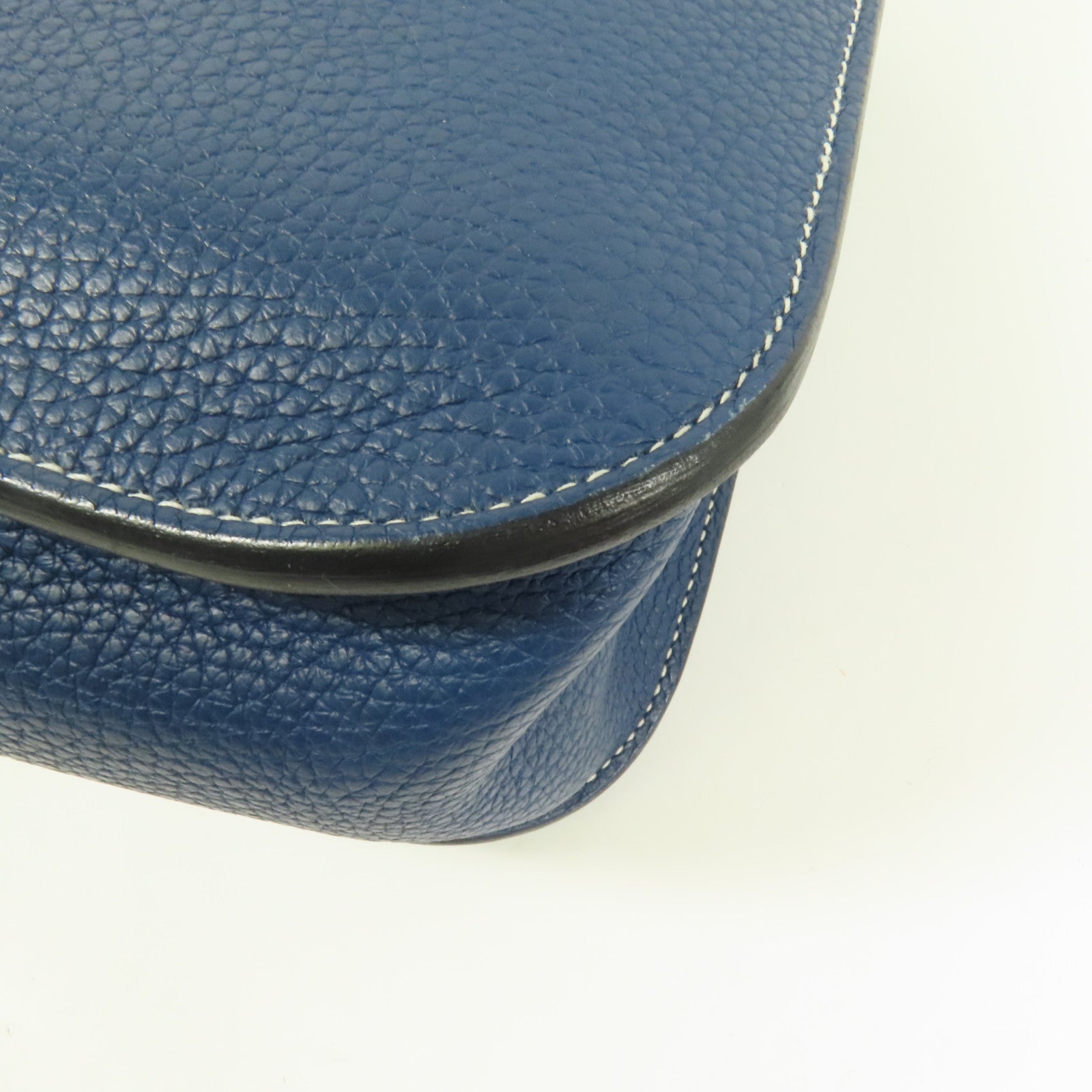 HERMES Clemence皮革Halzan 31金扣手挽肩背兩用袋Bleu Brighton