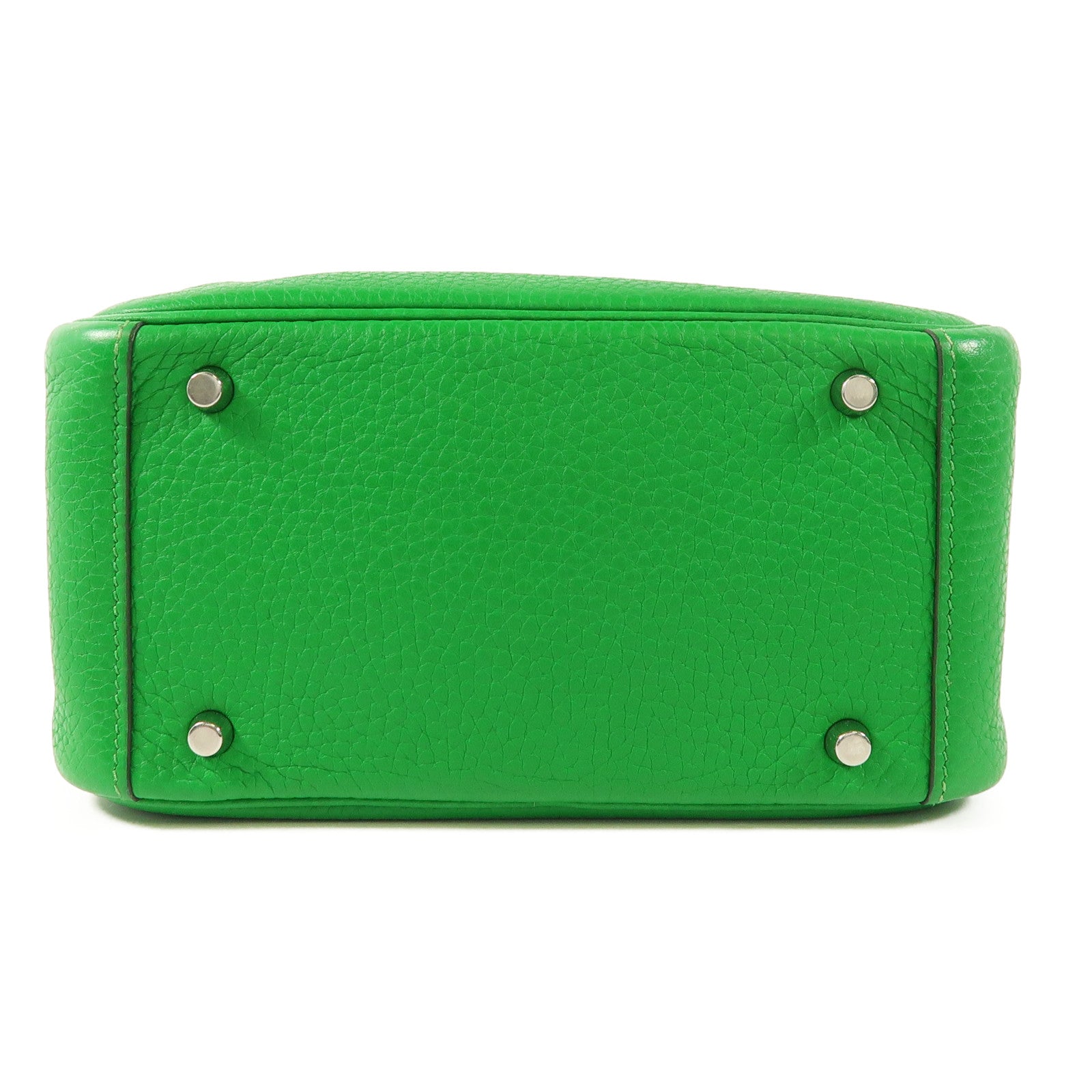 HERMES Clemence皮革Mini Lindy銀扣手挽肩背兩用袋Bambou