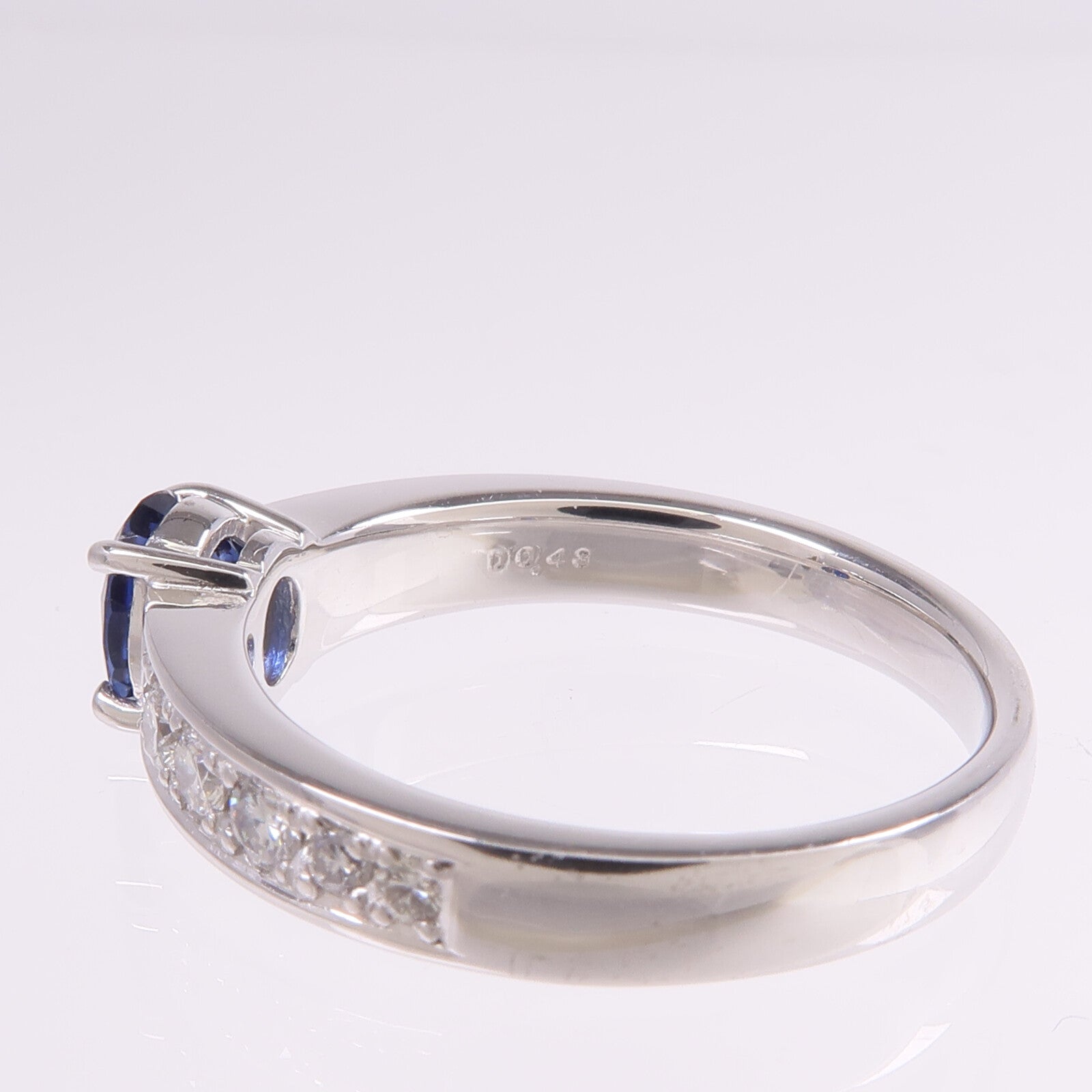 JEWELRY PT900鉑金Sapphire Diamond Ring藍寶石/鑽石戒指US#7.75