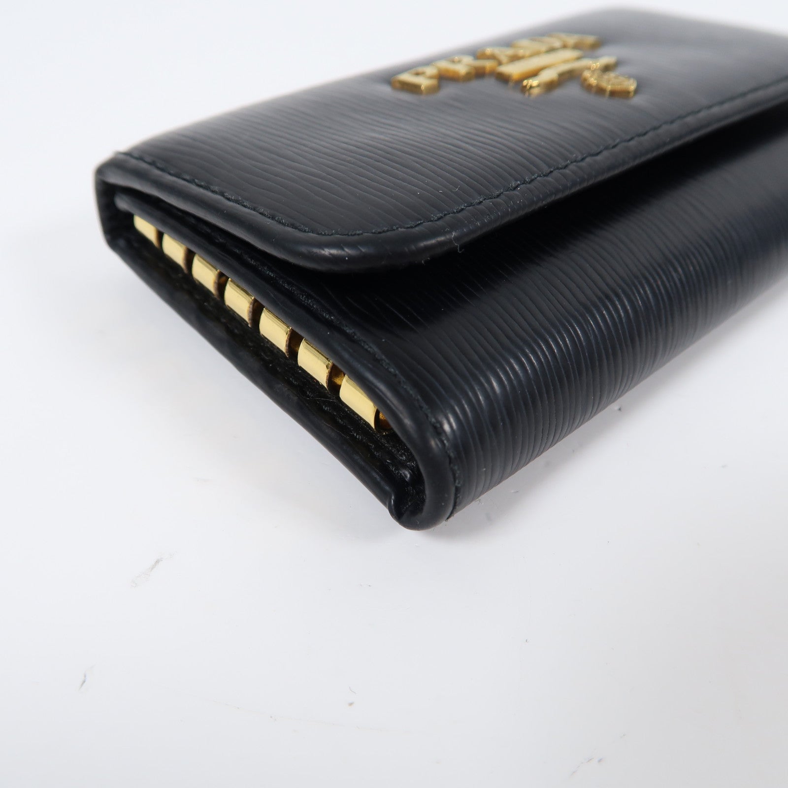 PRADA 牛皮皮革Key Holder金扣鑰匙套黑色