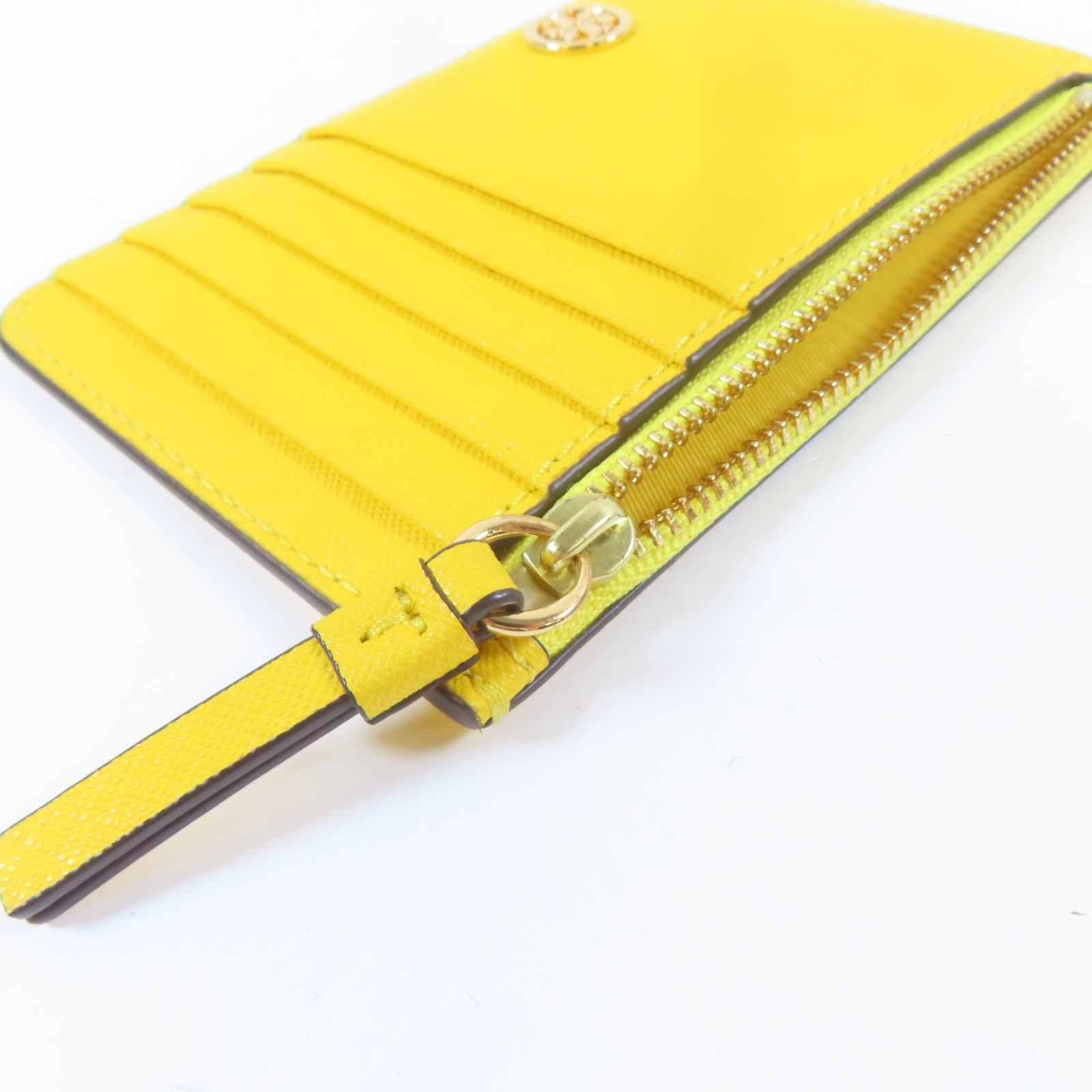 Tory Burch 牛皮皮革Card case金扣卡片套黃色