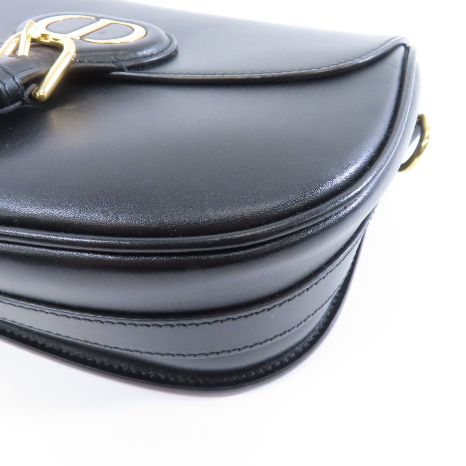 Dior 牛皮皮革Bobby Bag Medium金扣肩背袋黑色