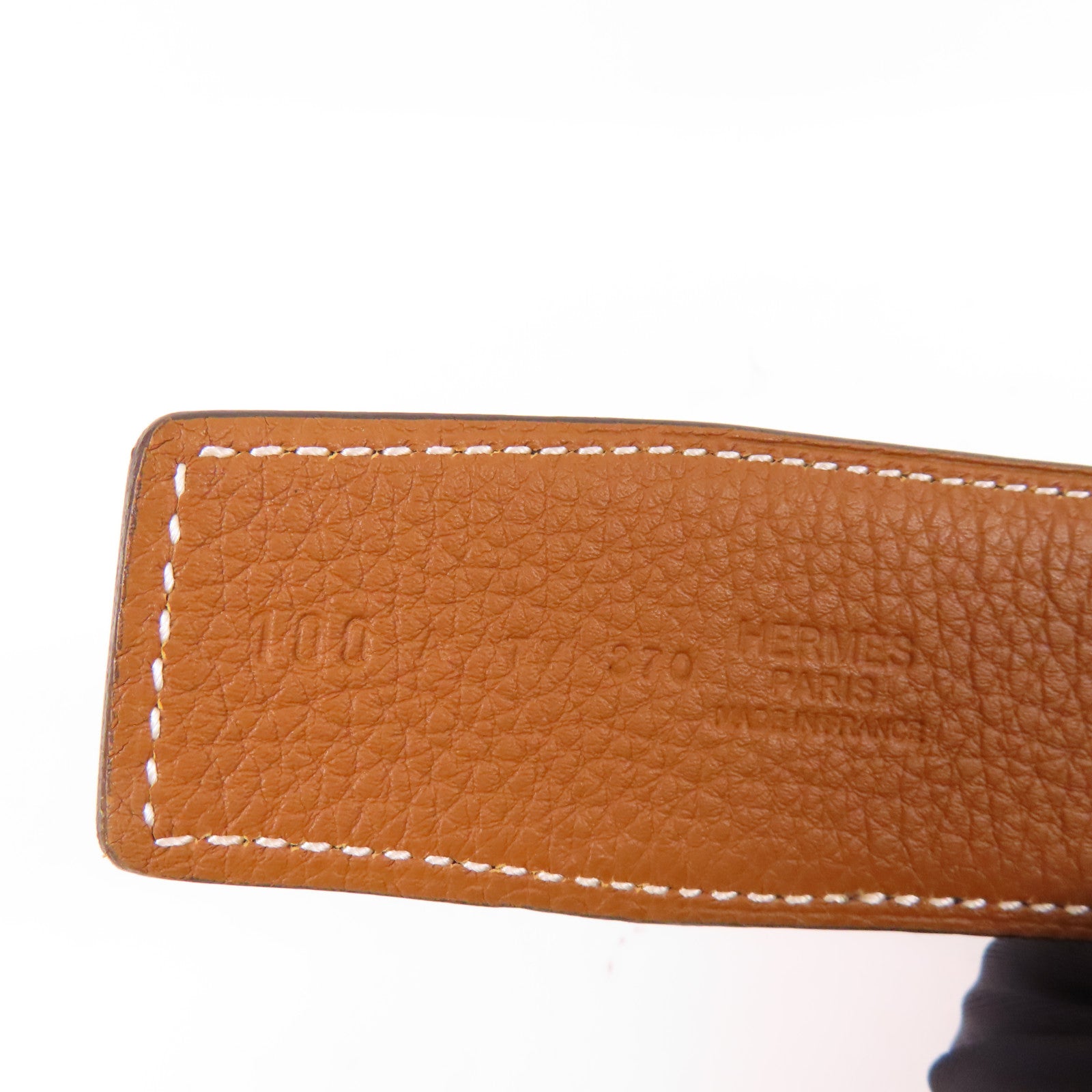 HERMES Clemence皮革H Belt 100cm銀扣皮帶Noir Gold