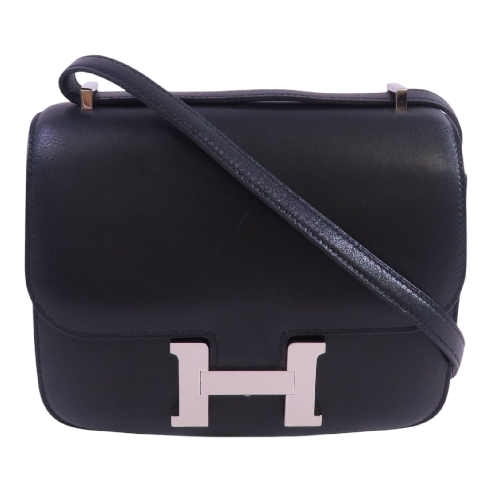 HERMES Swift皮革Mini Constance Shoulder Bag銀扣肩背袋
