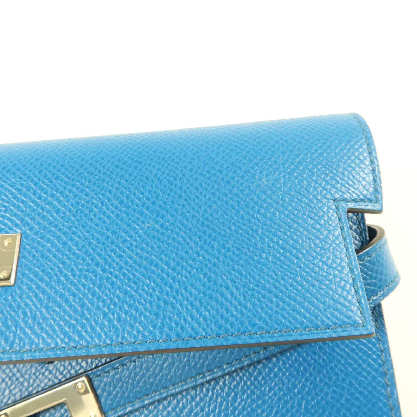 HERMES Epsom皮革Kelly Wallet長錢包Bleu Izmir