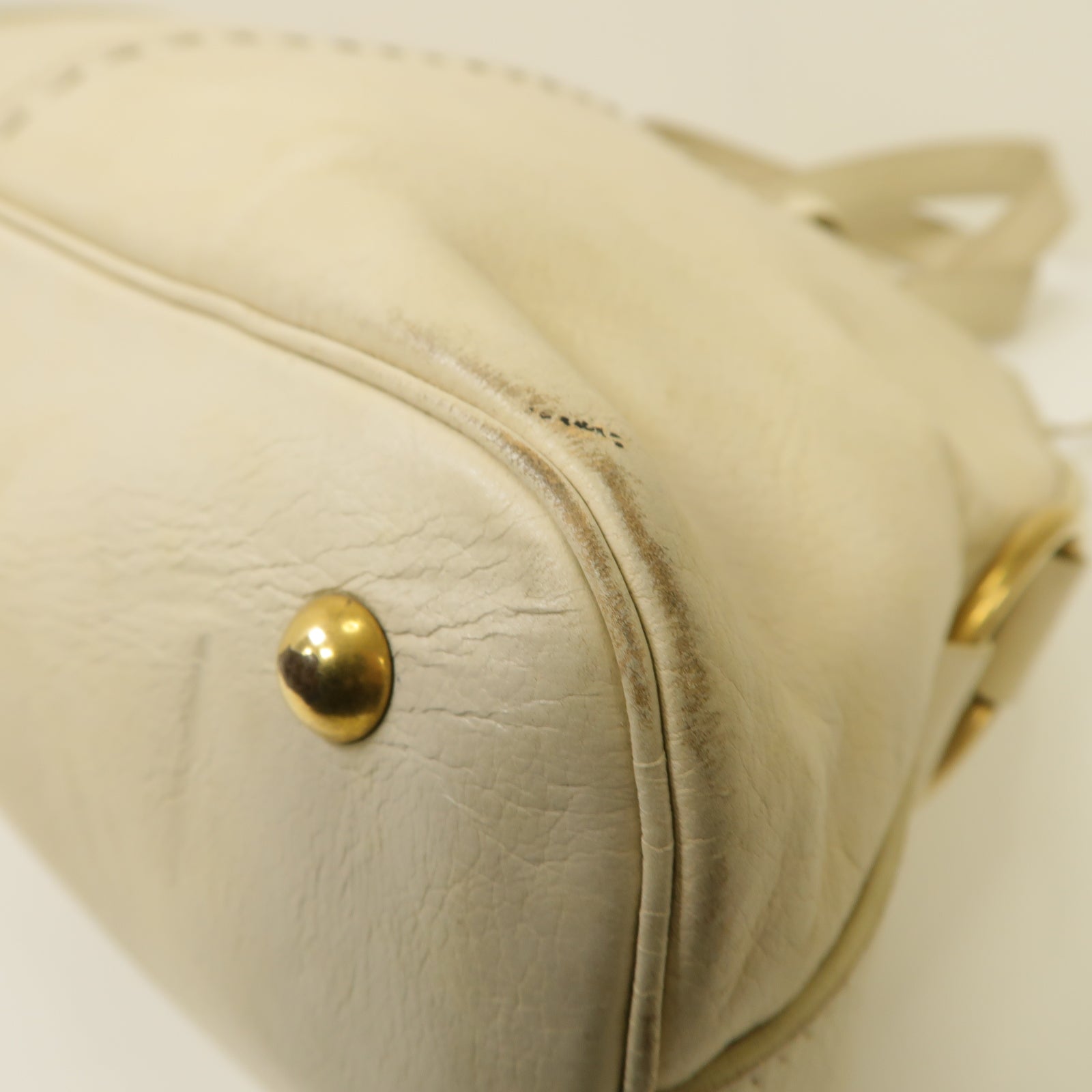 SAINT LAURENT 【激減優惠】牛皮皮革Hand Bag金扣手提袋白色