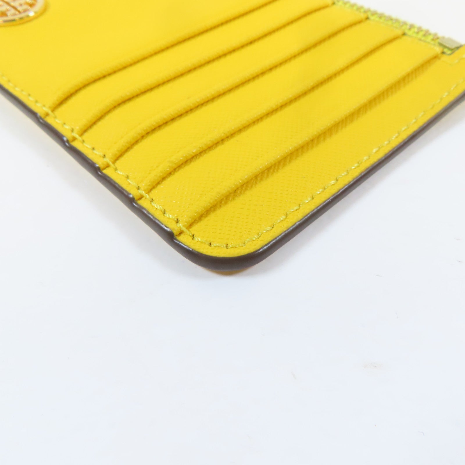 Tory Burch 牛皮皮革Card case金扣卡片套黃色