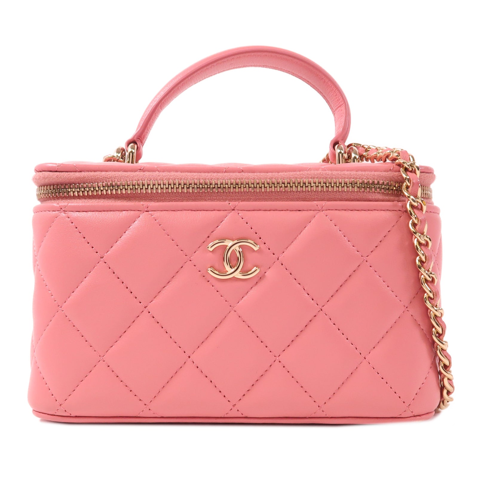 CHANEL 羊皮皮革Top Handle Vanity Case金扣手挽肩背兩用袋