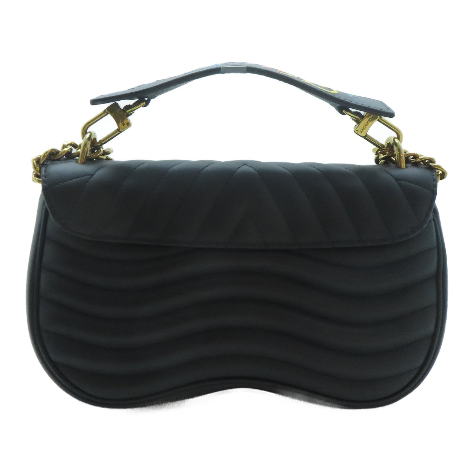 LOUIS VUITTON 牛皮皮革New Wave金扣鏈帶手挽肩背兩用袋黑色