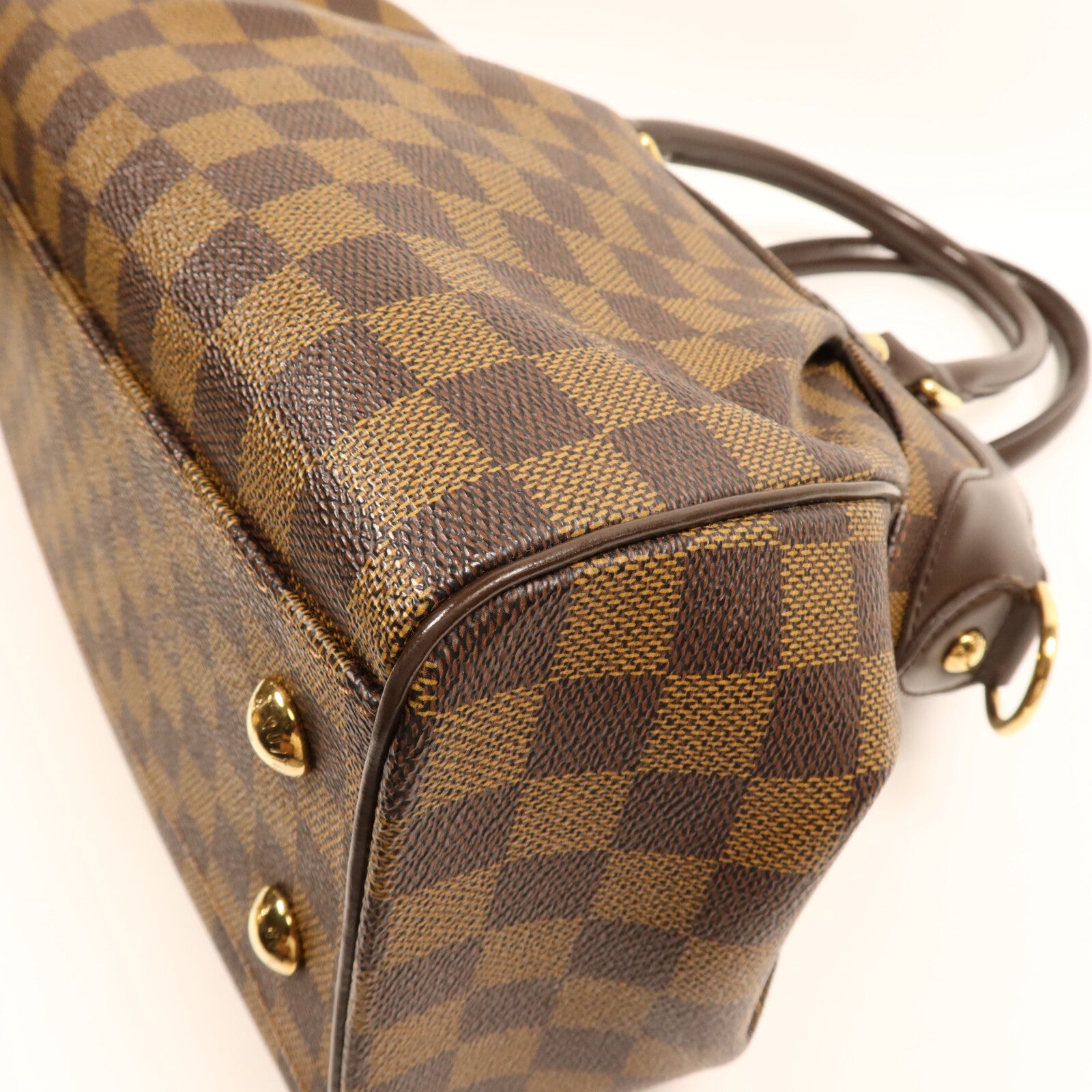 LOUIS VUITTON Damier Trevi PM金扣手挽肩背兩用袋棕色