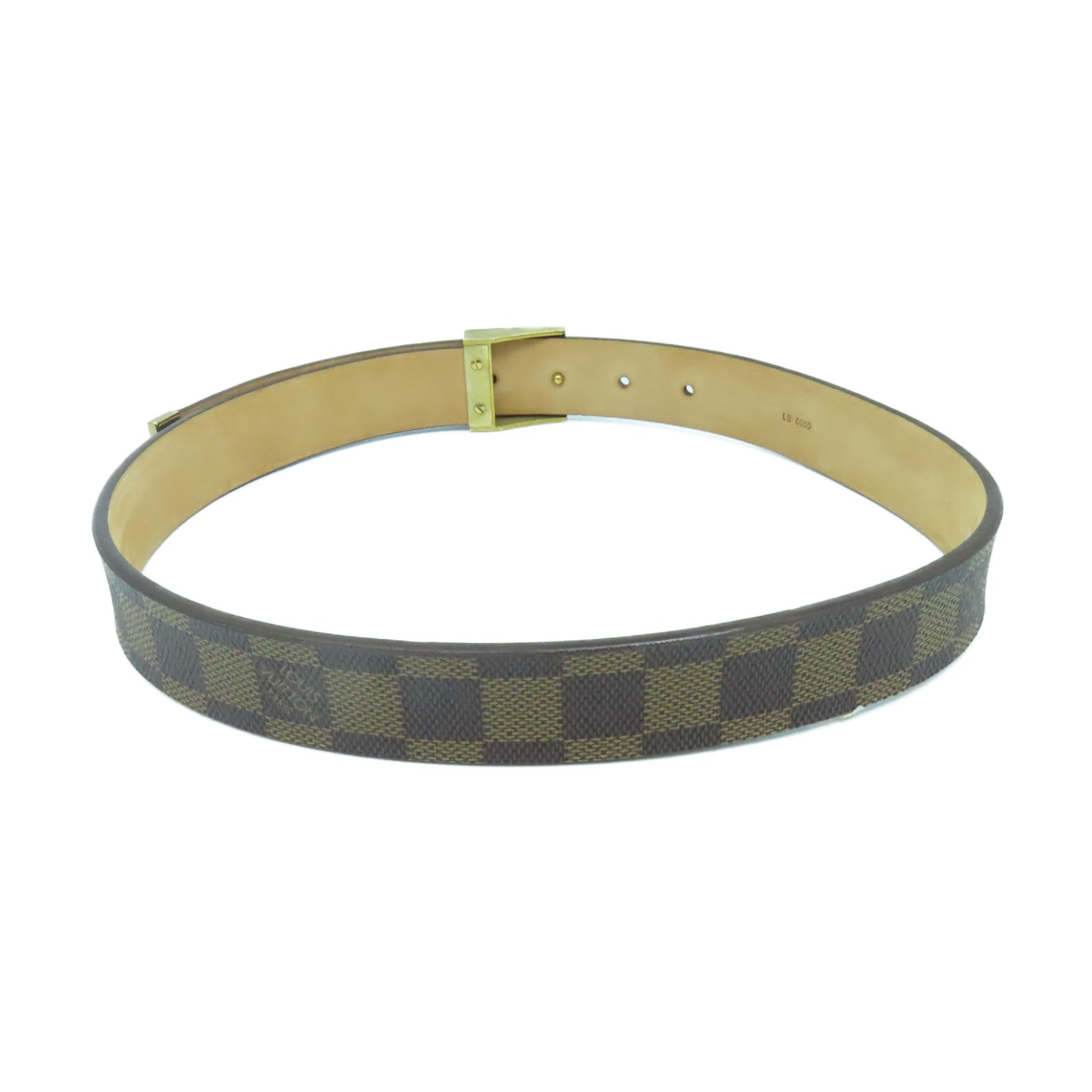LOUIS VUITTON 【激減優惠】Damier Belt 70金扣皮帶啡色
