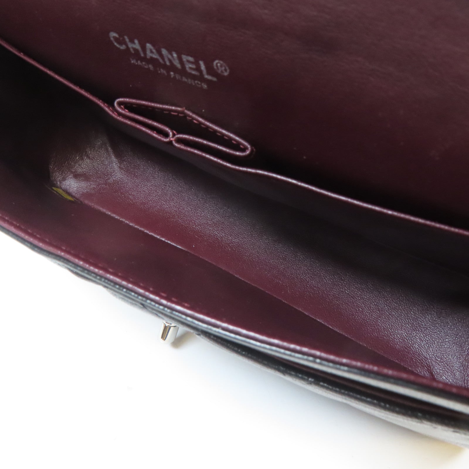CHANEL 【激減優惠】菱格羊皮皮革Classic Flap 25cm銀扣鏈帶肩背袋黑色