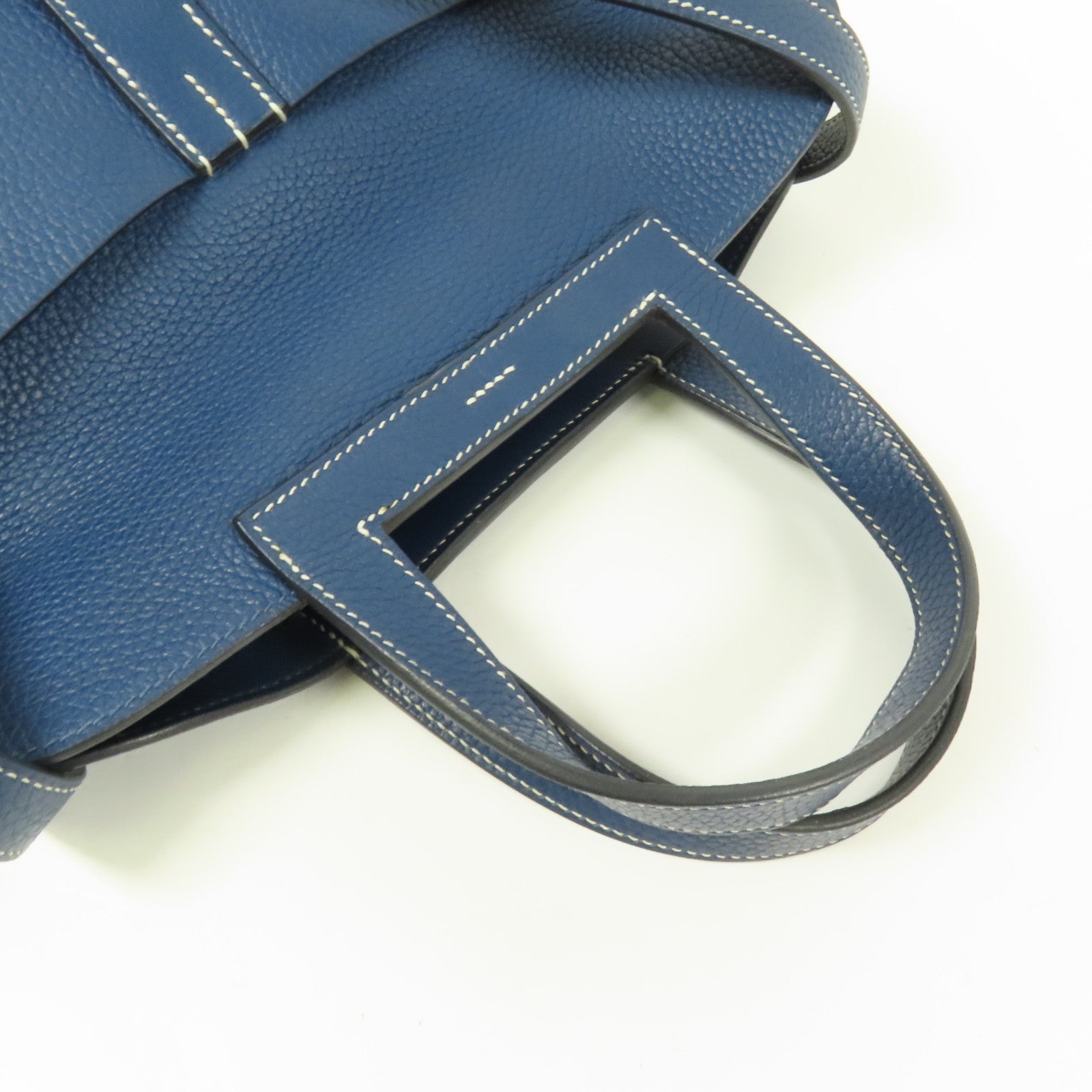 HERMES Clemence皮革Halzan 31金扣手挽肩背兩用袋Bleu Brighton