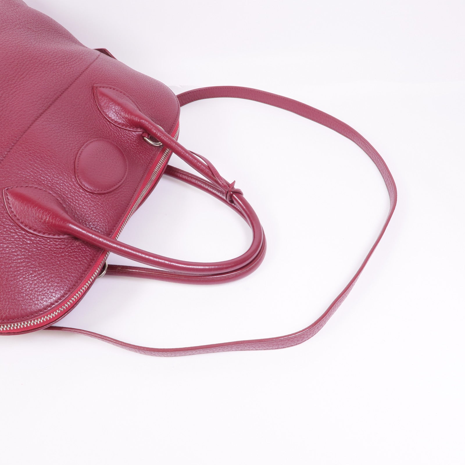 HERMES Clemence皮革Bolide 35銀扣手挽肩背兩用袋Rubis