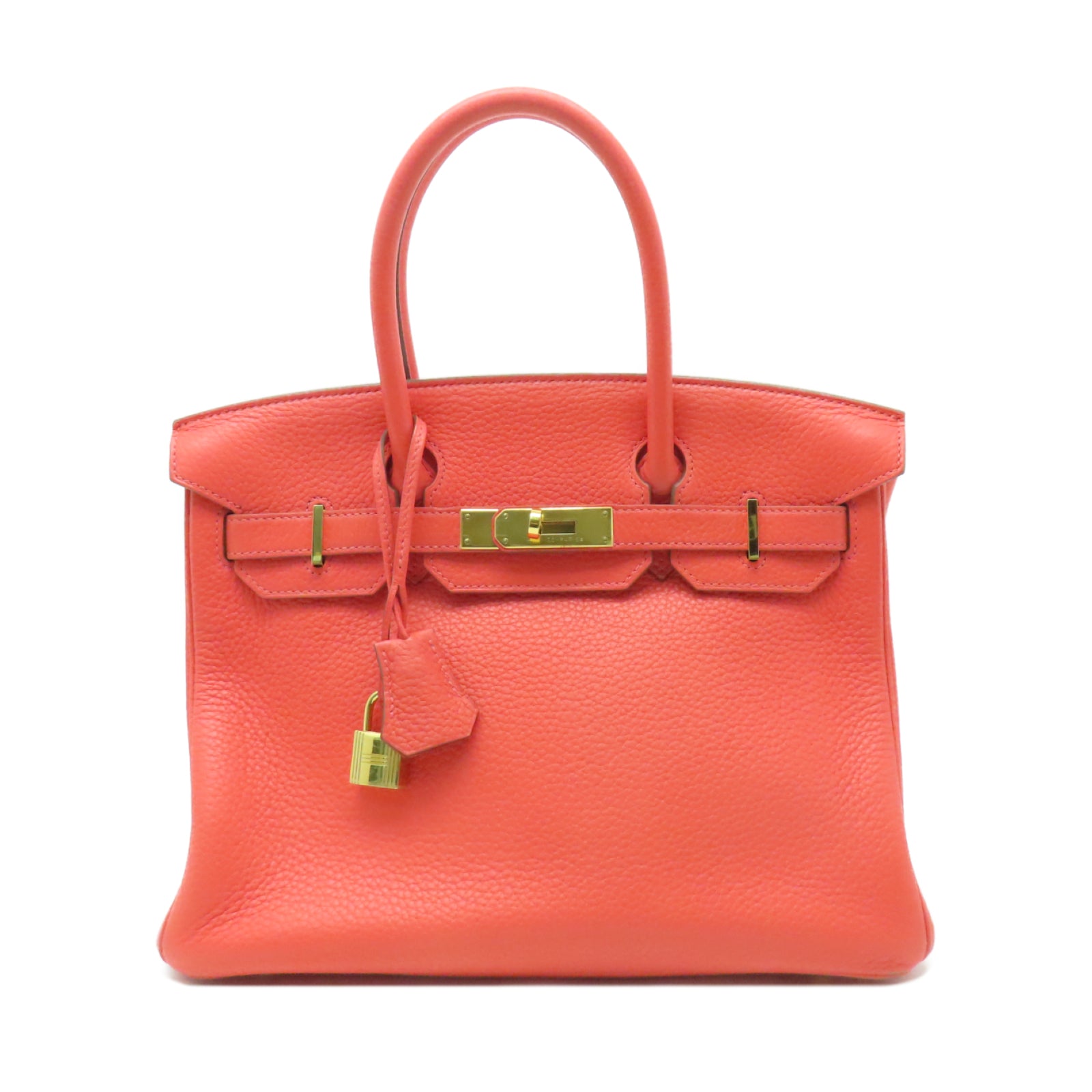 HERMES 【激減優惠】Clemence皮革Birkin 30金扣手挽袋Rose Jaipur糖果紅色