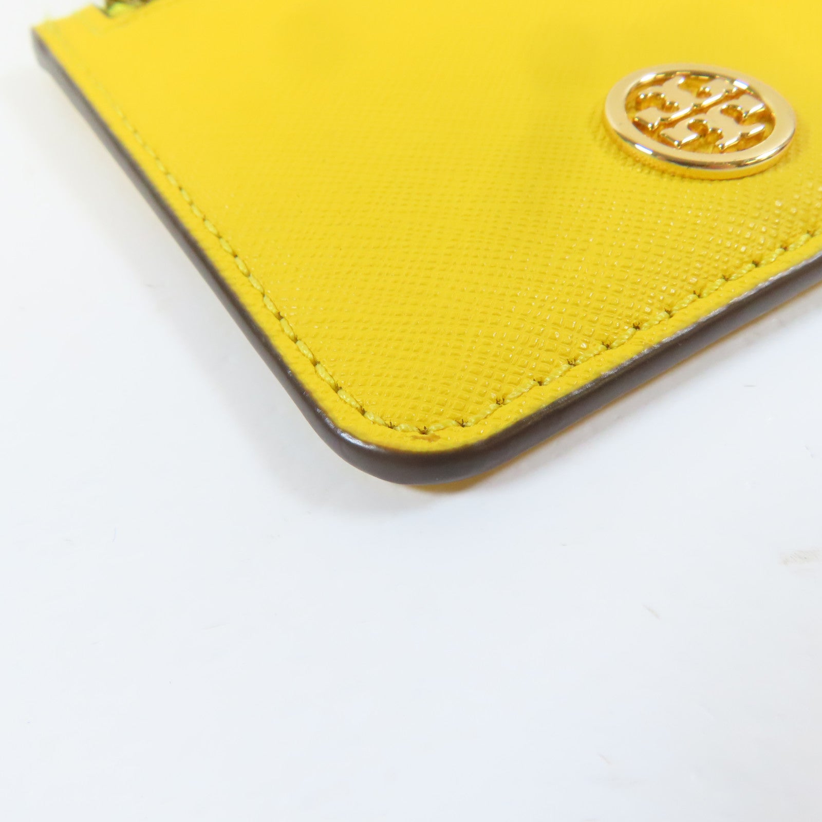 Tory Burch 牛皮皮革Card case金扣卡片套黃色