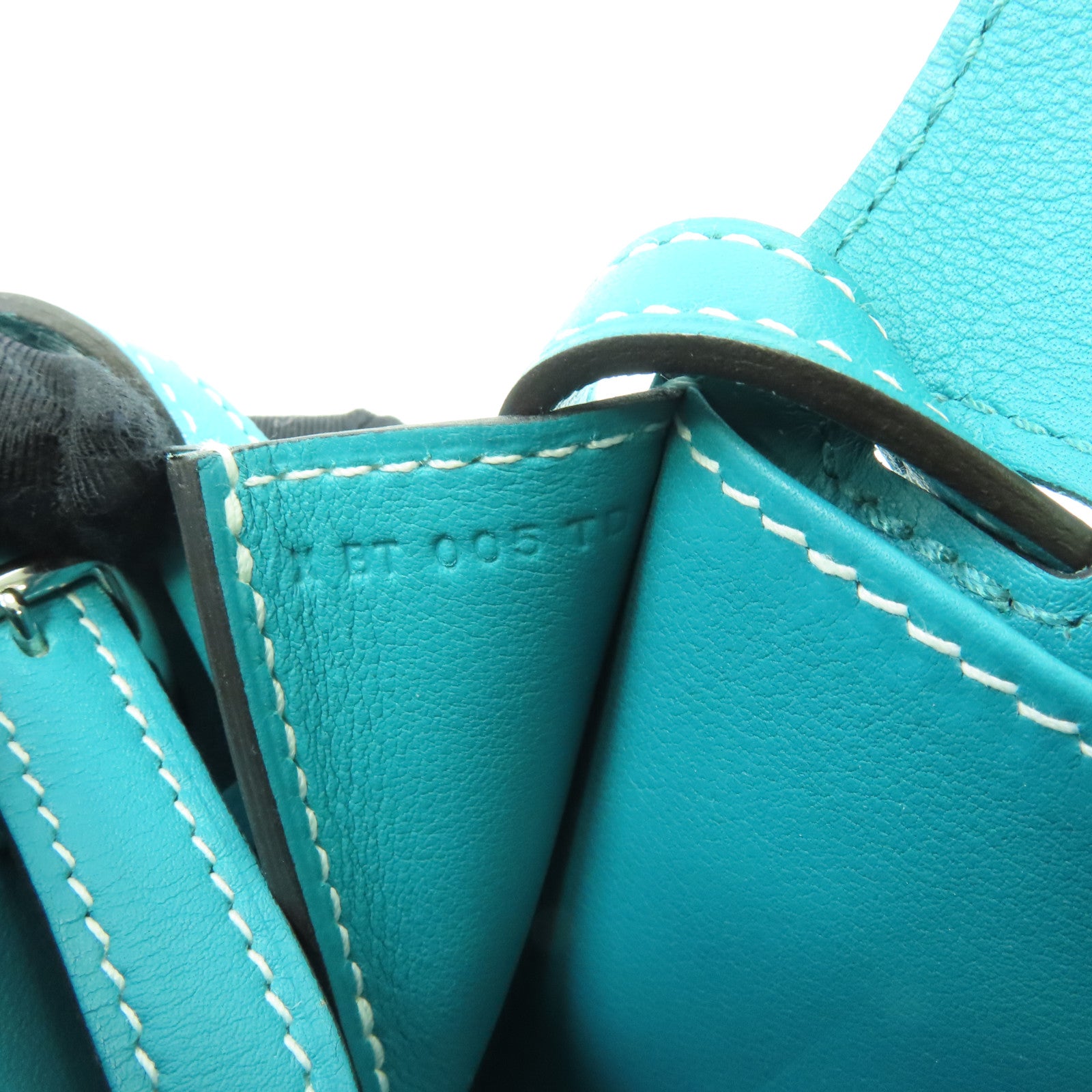 HERMES 【激減優惠】Swift皮革Mini Halzan銀扣肩背袋Bleu Paon/孔雀藍色