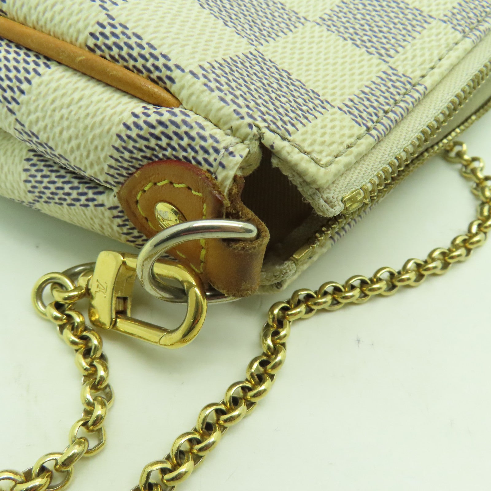 LOUIS VUITTON Damier Azur Eva金扣手挽肩背兩用袋白色