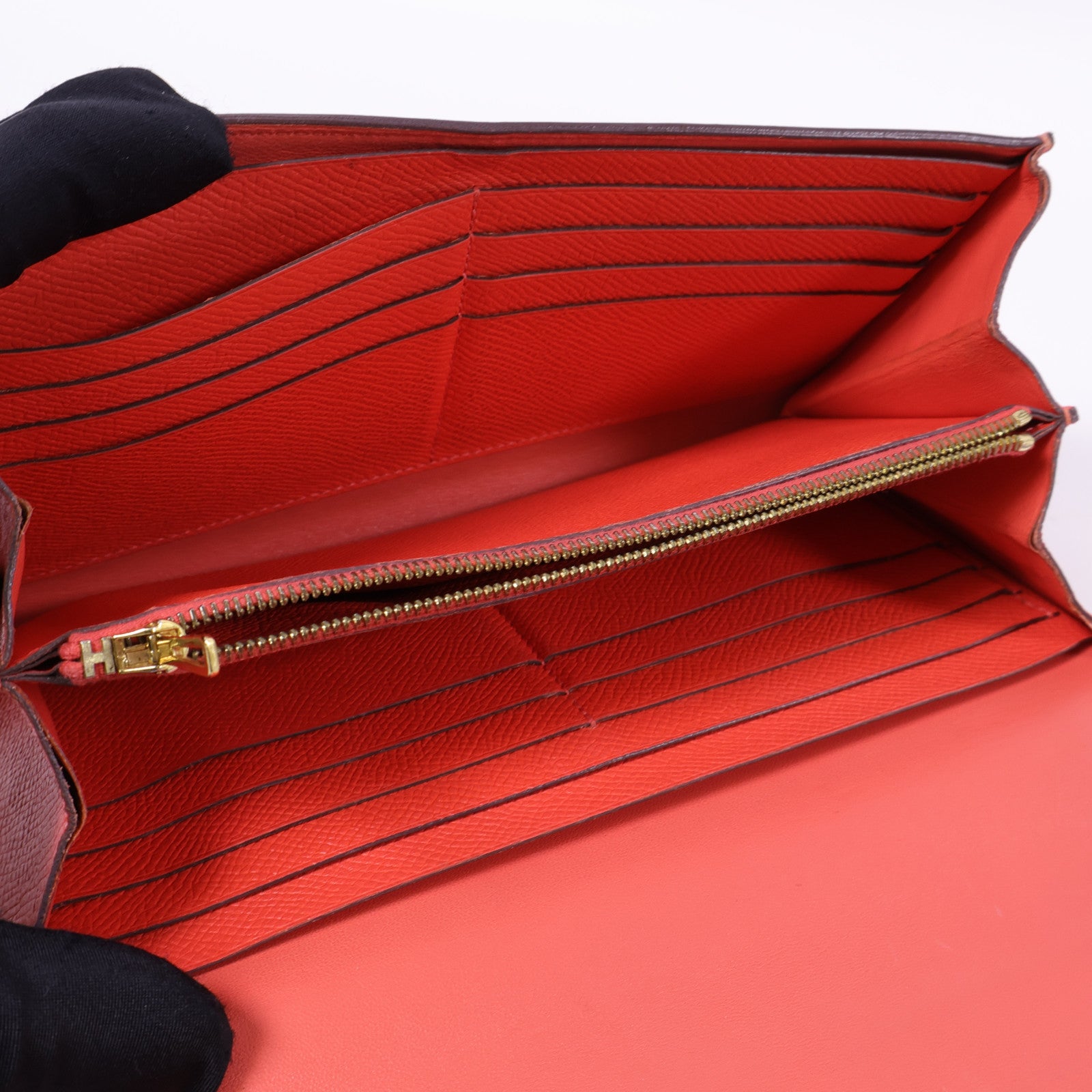 HERMES Epsom皮革Constance Wallet金扣長錢包