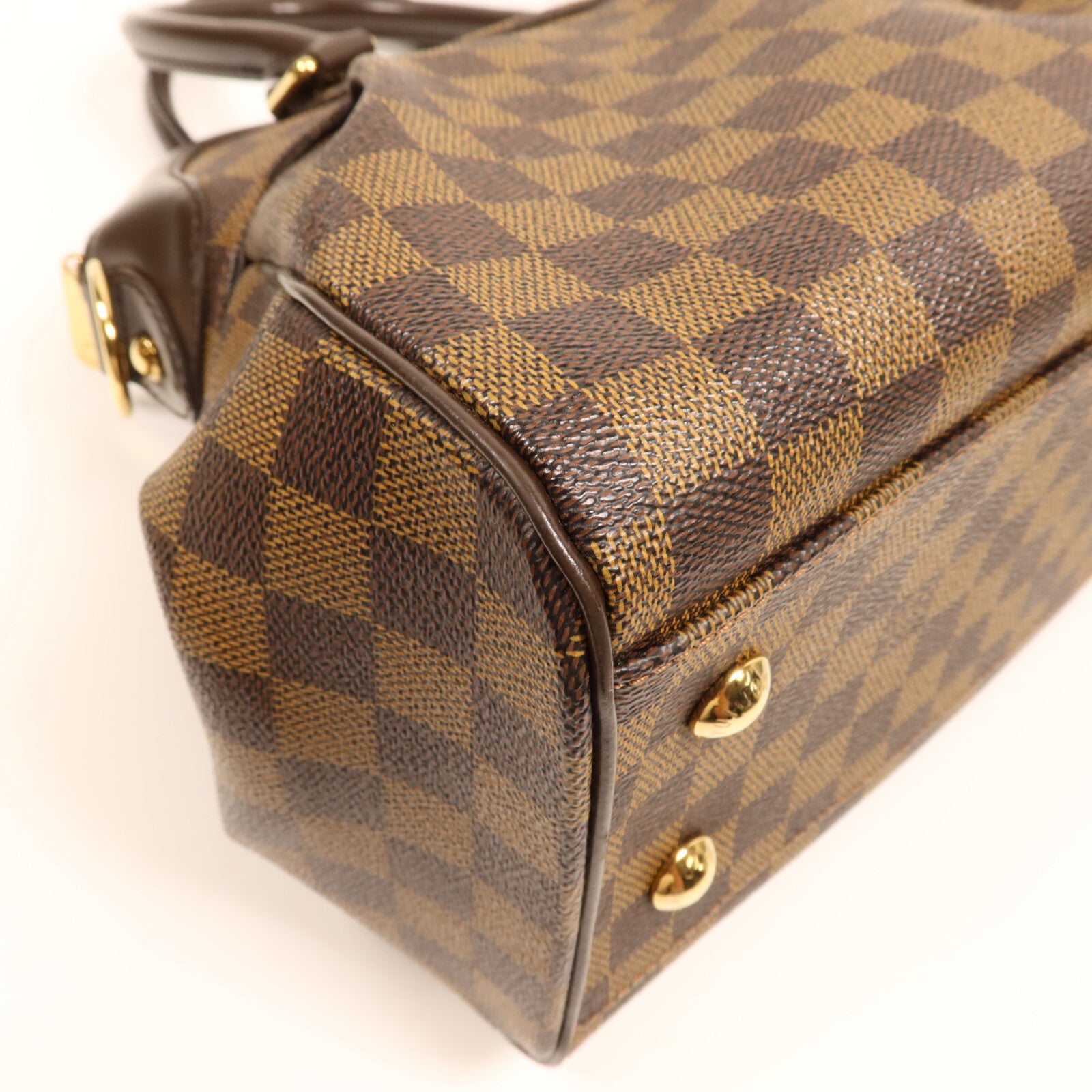 LOUIS VUITTON Damier Trevi PM金扣手挽肩背兩用袋棕色