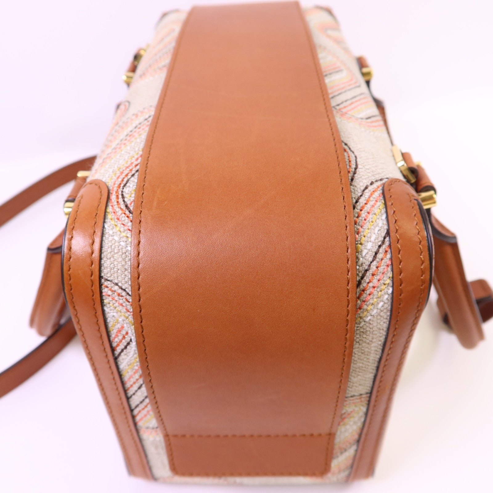 Delvaux 帆布/皮革Cool Box MM金扣手挽肩背兩用袋