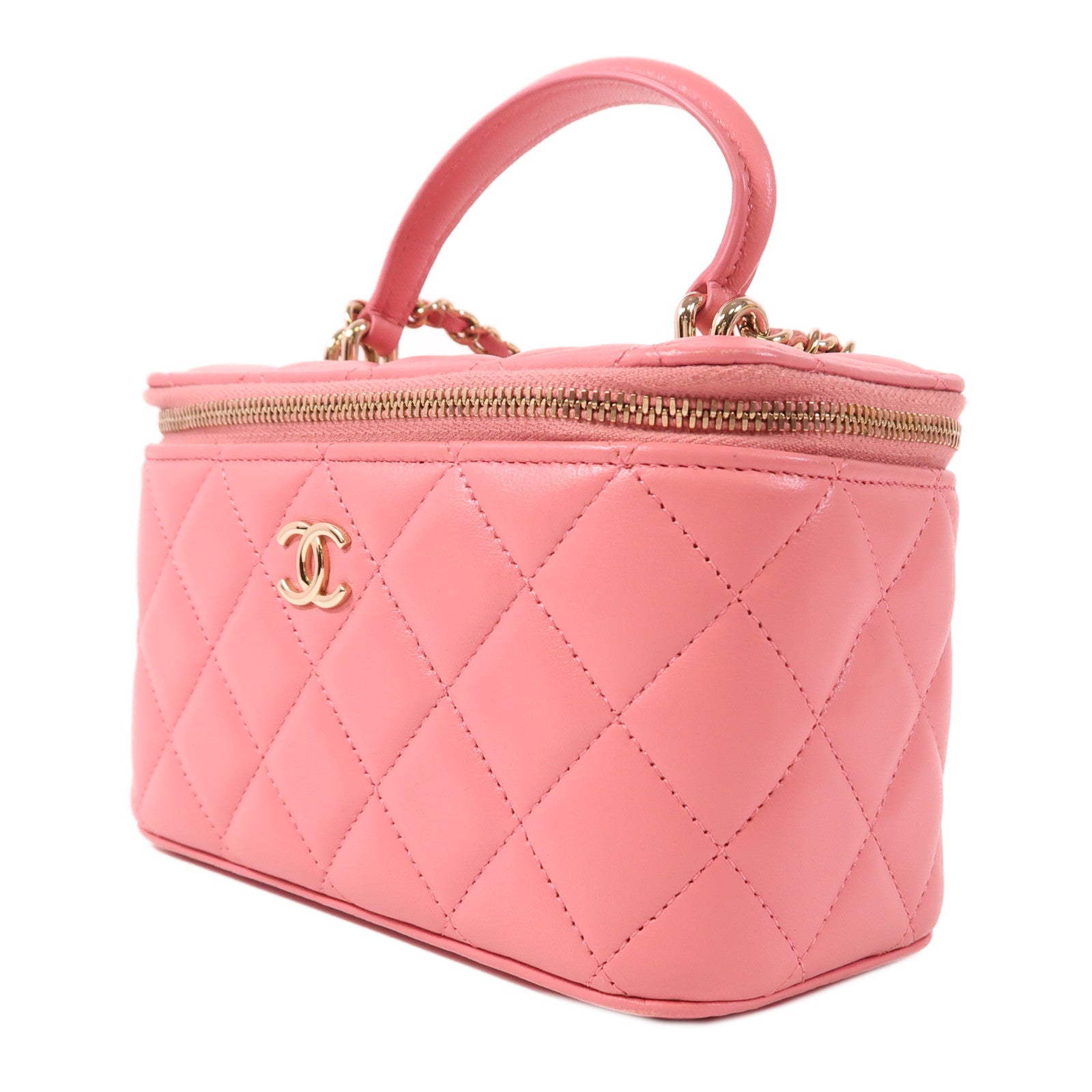 CHANEL 羊皮皮革Top Handle Vanity Case金扣手挽肩背兩用袋