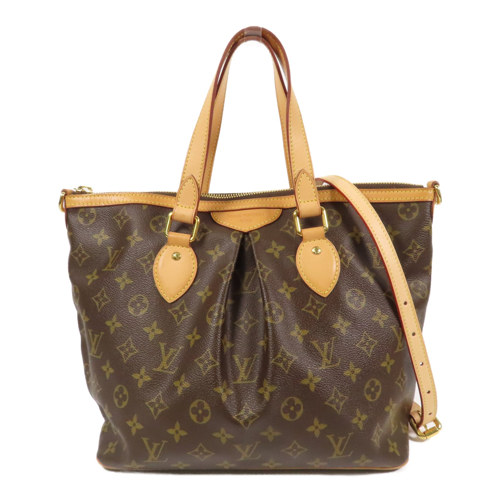 LOUIS VUITTON Monogram Palermo GM金扣手挽肩背兩用袋啡色