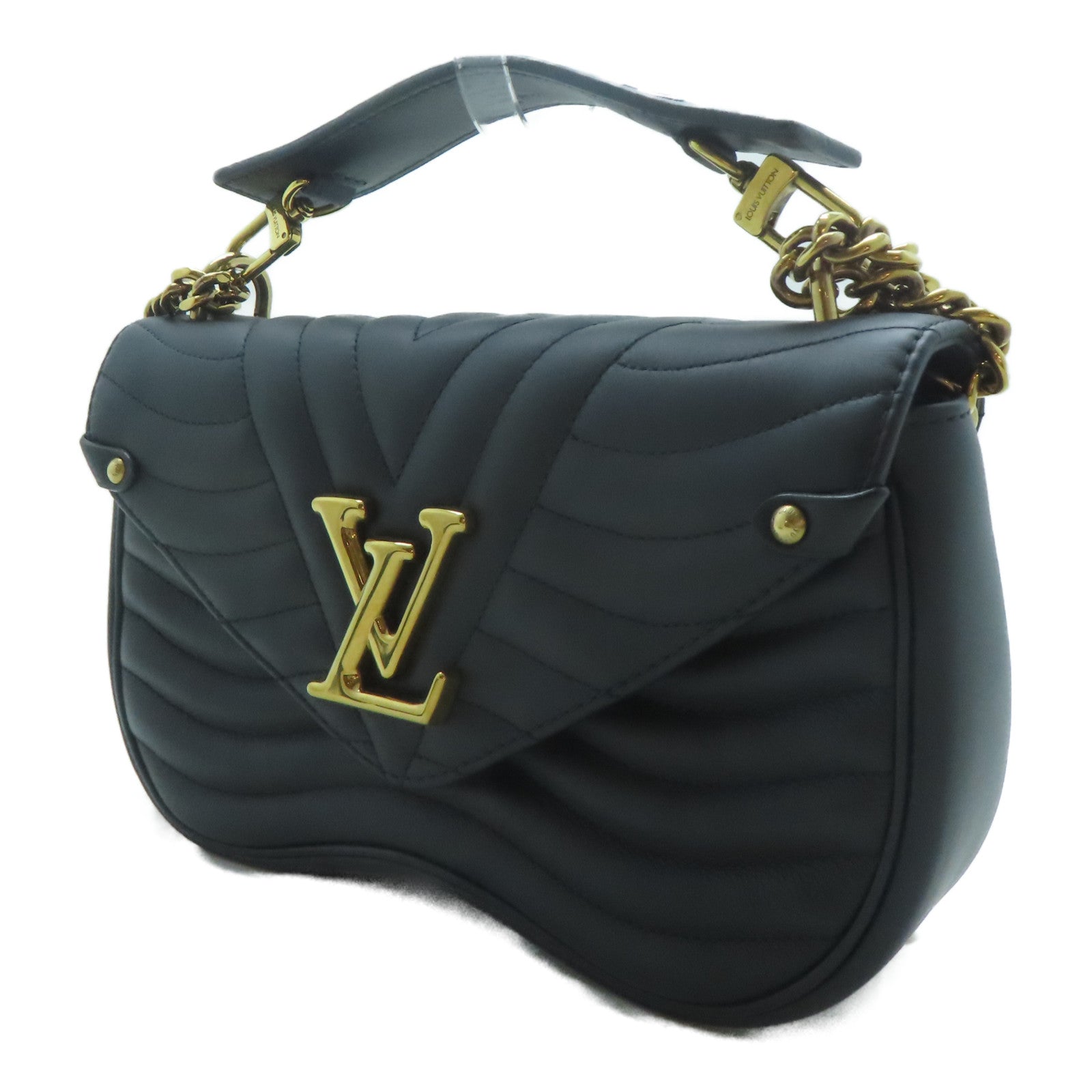 LOUIS VUITTON 牛皮皮革New Wave金扣鏈帶手挽肩背兩用袋黑色