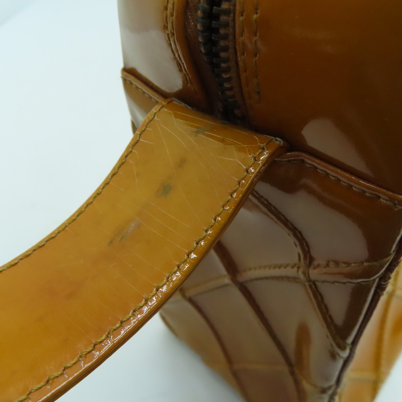 CHANEL 【激减优惠】菱格漆皮皮革Vintage Handbag手提袋黄色