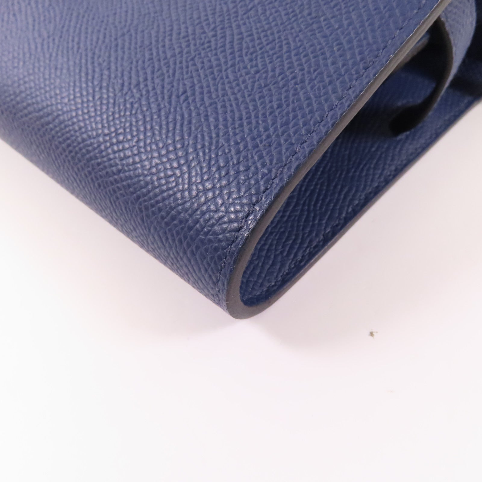 HERMES Epsom皮革Kelly To Go銀扣肩背袋Bleu Saphir