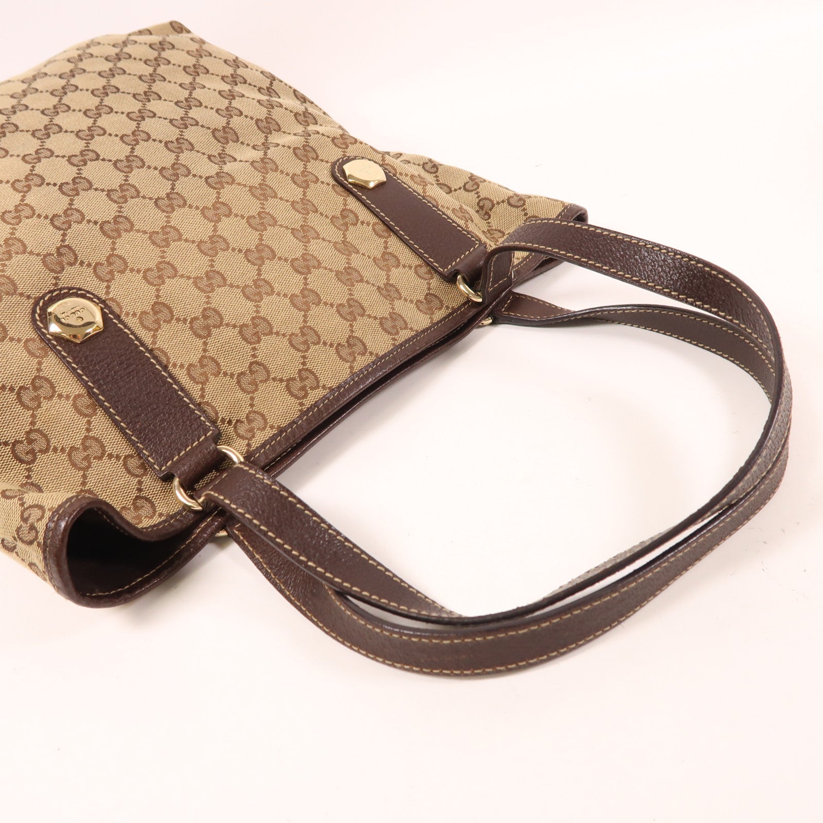 GUCCI 帆布Shoulder Tote金扣肩背袋/手挽袋