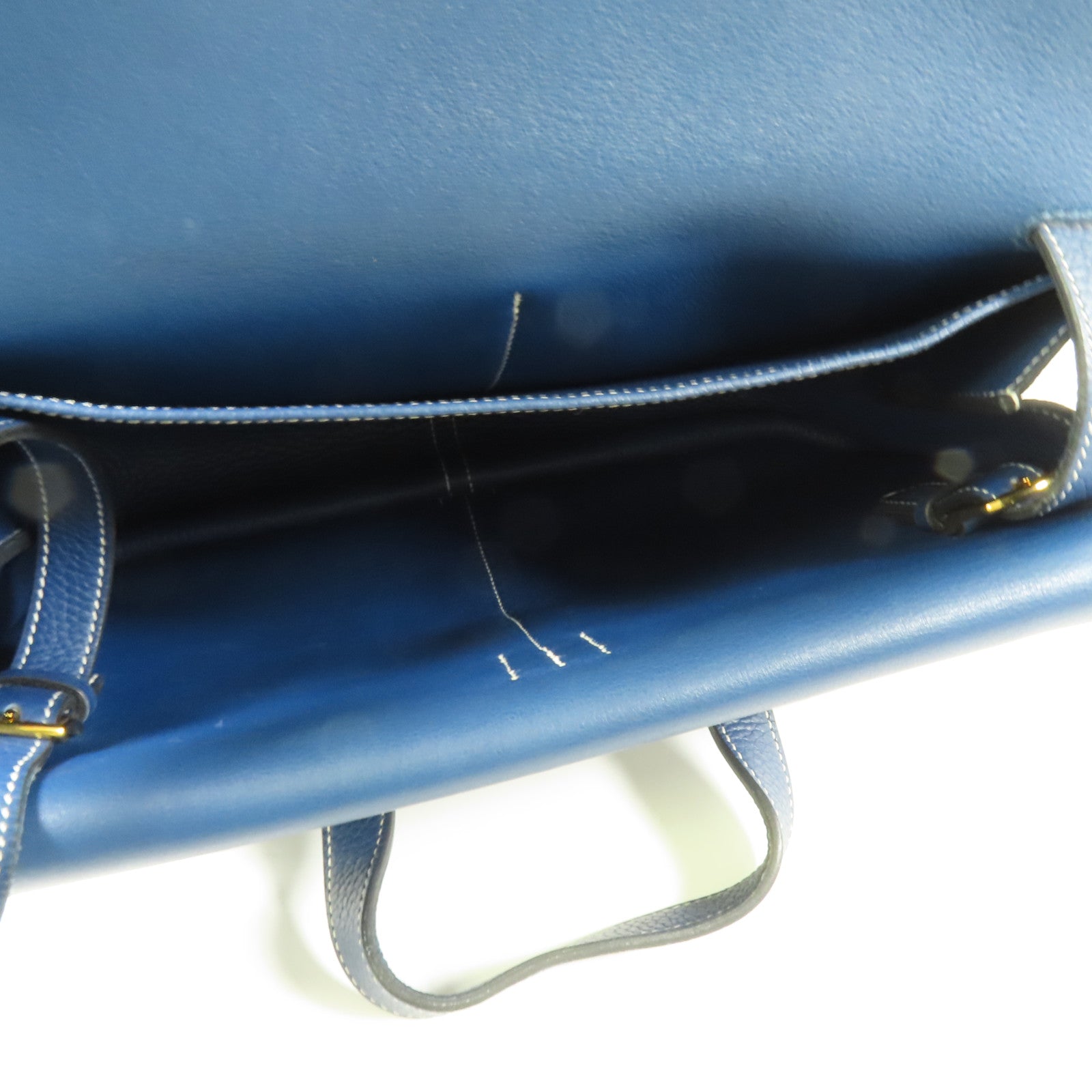 HERMES Clemence皮革Halzan 31金扣手挽肩背兩用袋Bleu Brighton