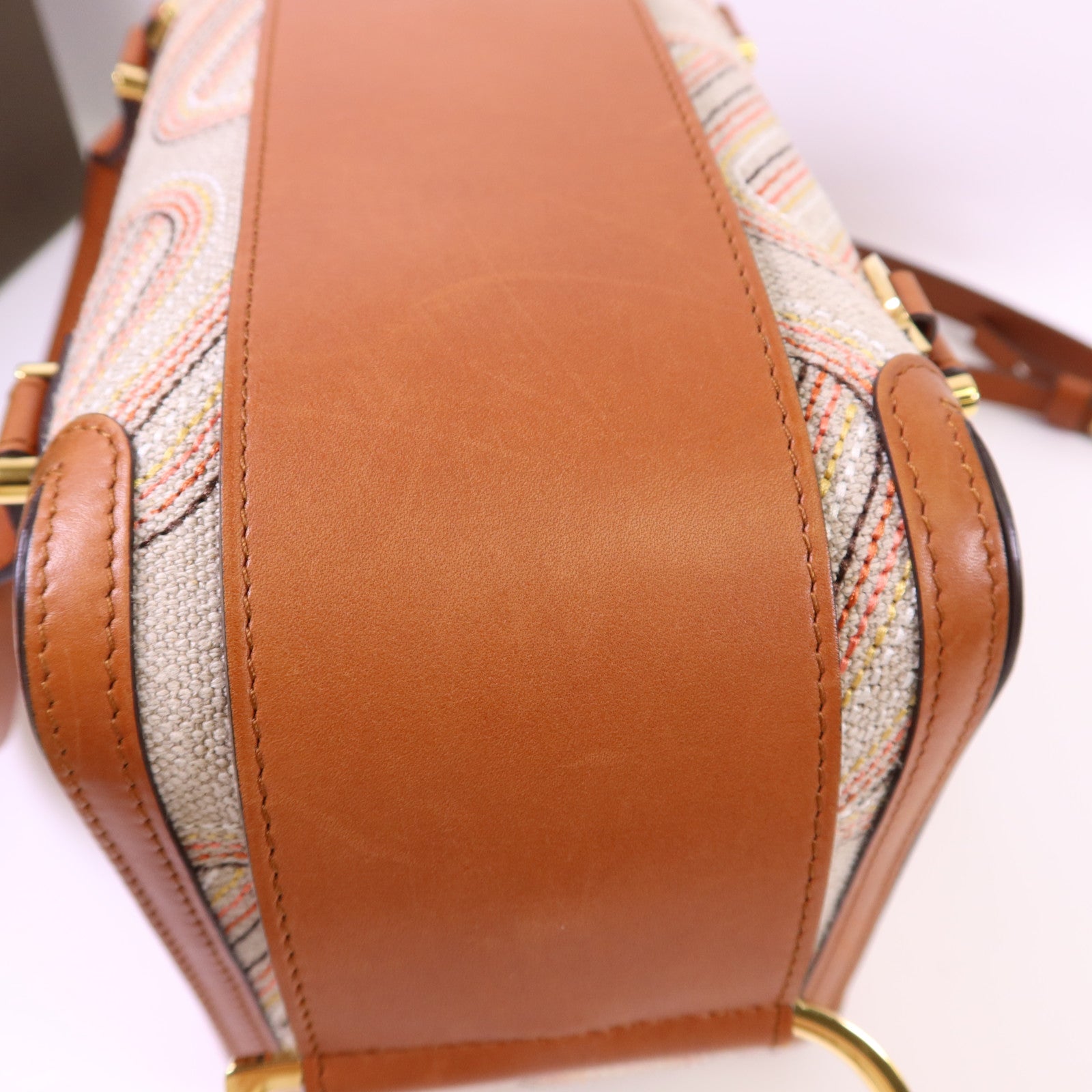 Delvaux 帆布/皮革Cool Box MM金扣手挽肩背兩用袋