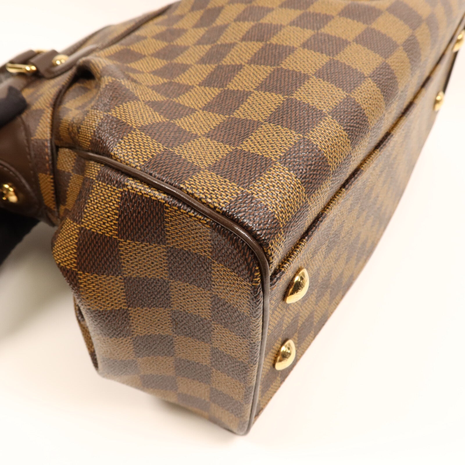 LOUIS VUITTON Damier Trevi PM金扣手挽肩背兩用袋棕色