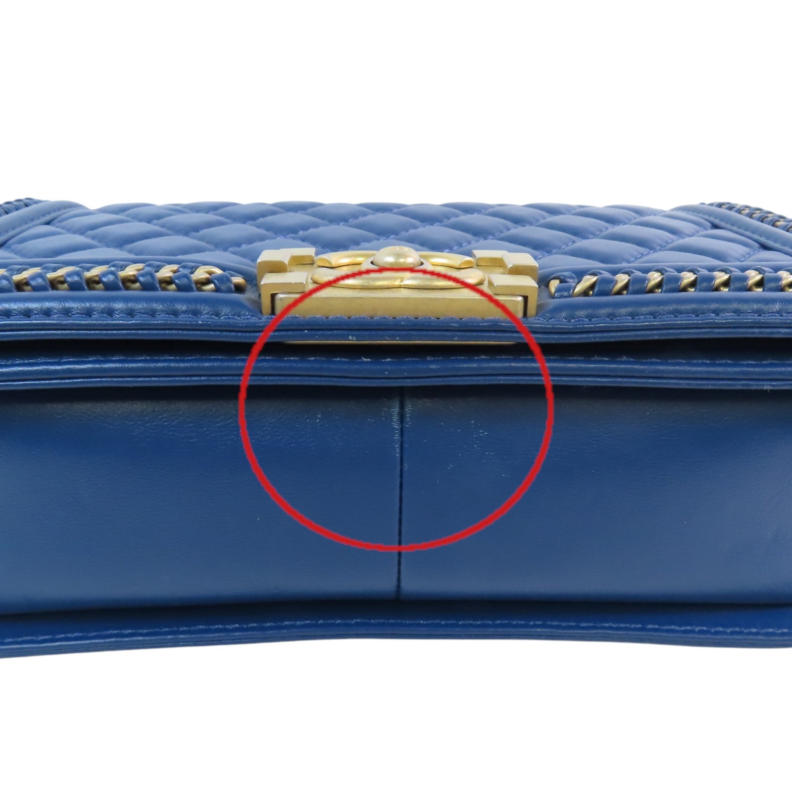 CHANEL 羊皮皮革Boy 25 With Handel金扣鏈帶肩背袋